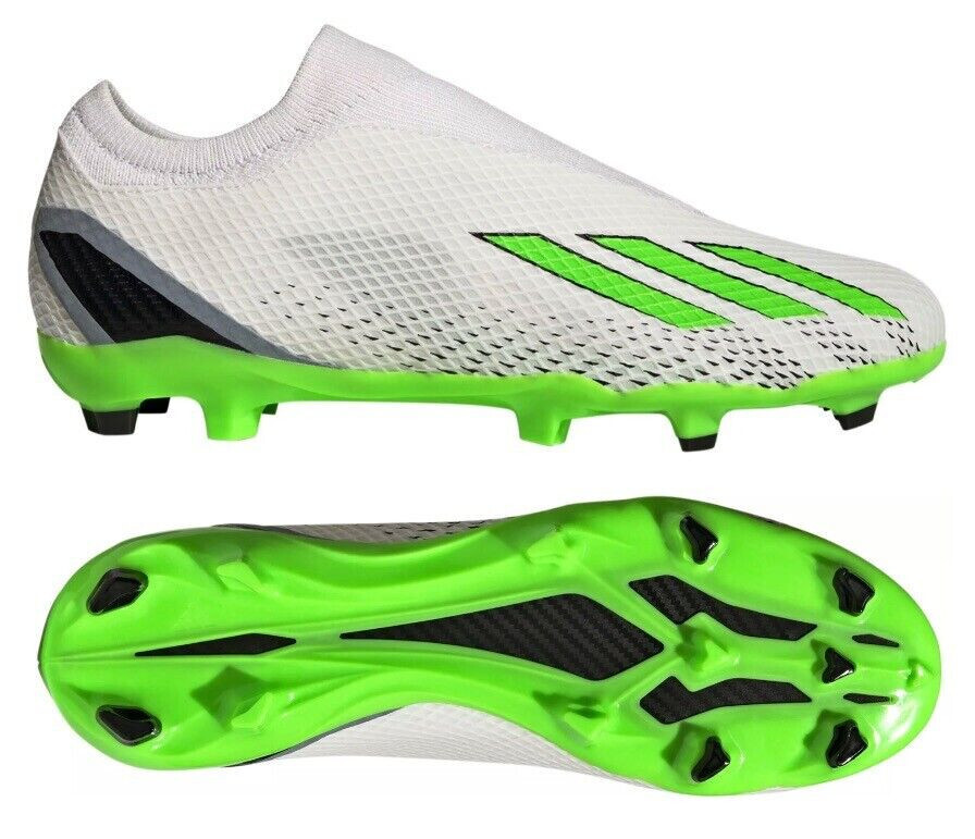 Adidas Speedportal.3 FG LL Laceless White Green Soccer Cleats HP9718 Men's 9.5