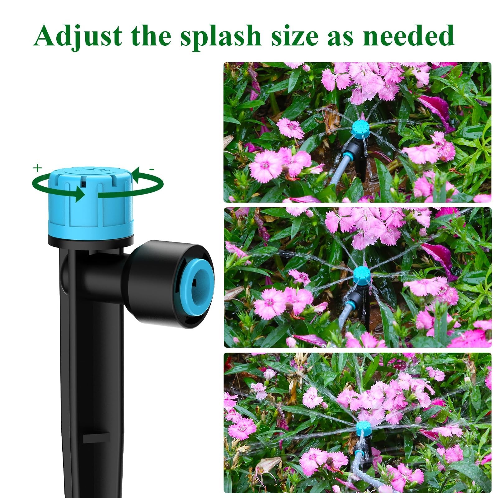 150FT Drip Irrigation Kit with 2-Zone Timer, Adjustable Nozzles & Fast-Plug Tubi
