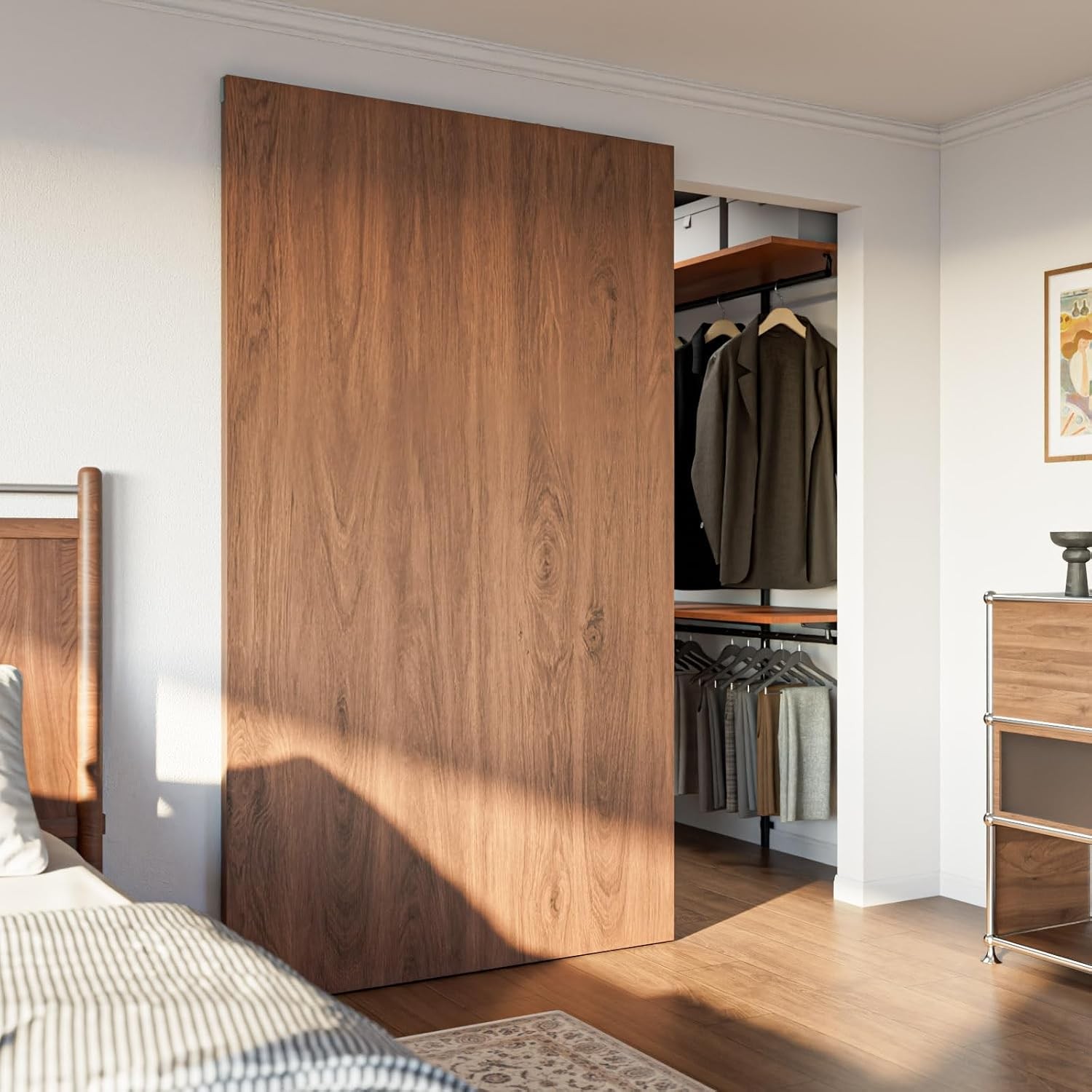 CCJH Invisible Barn Door Hardware, Soft Close Trackless Sliding Kit for Home