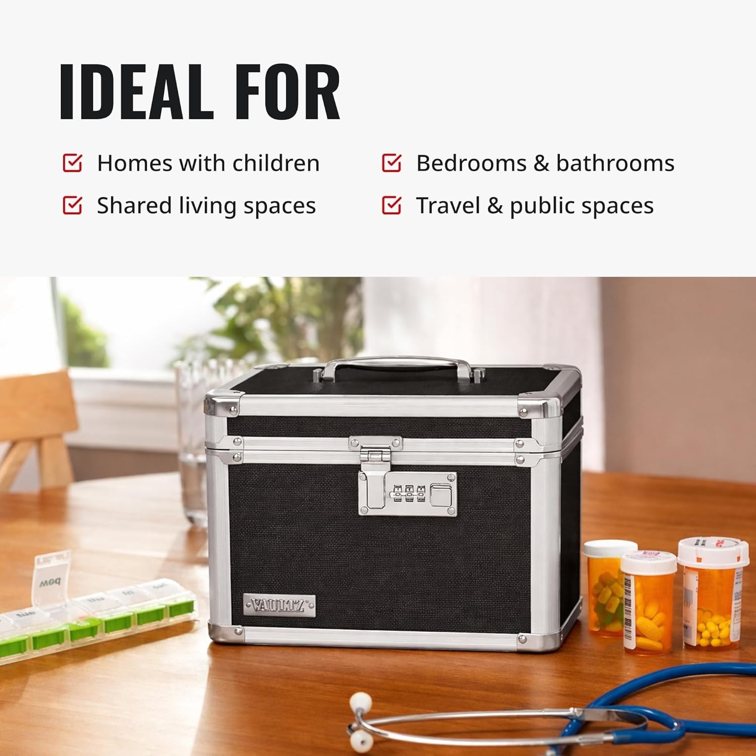 Secure 3-Digit Combination Lock Box - Protect Valuables & Documents - 9.88x7.75