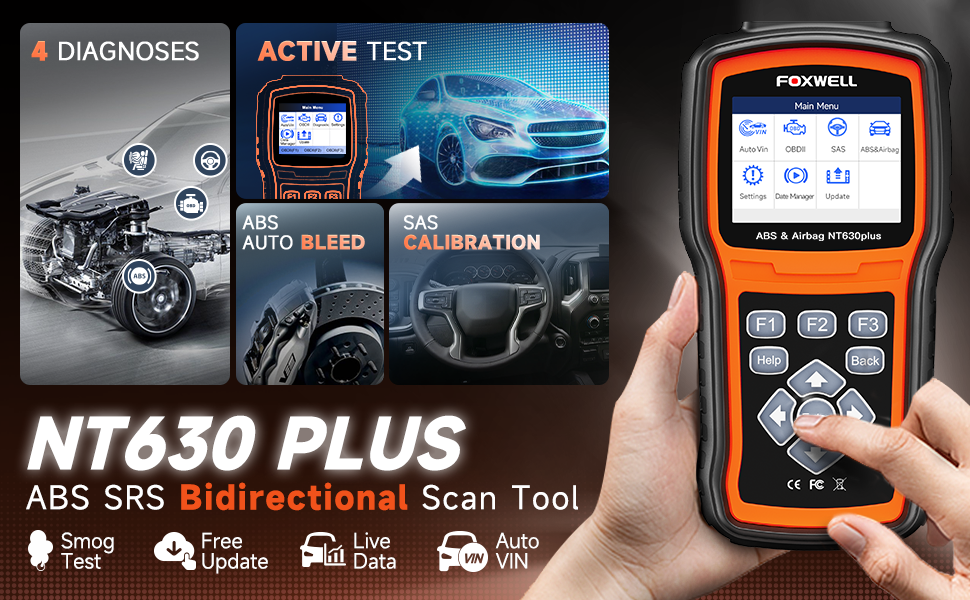 Foxwell NT630 Plus SAS SRS ABS Bleeding Code Reader OBD2 Scanner Car Diagnostic