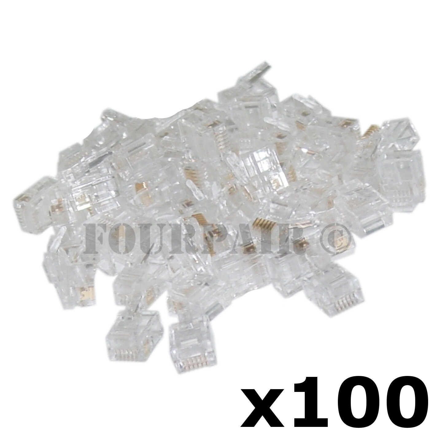100 Pack - RJ12 6P6C Flat Cable Telephone Crimp-On Connector Modular Plug Ends
