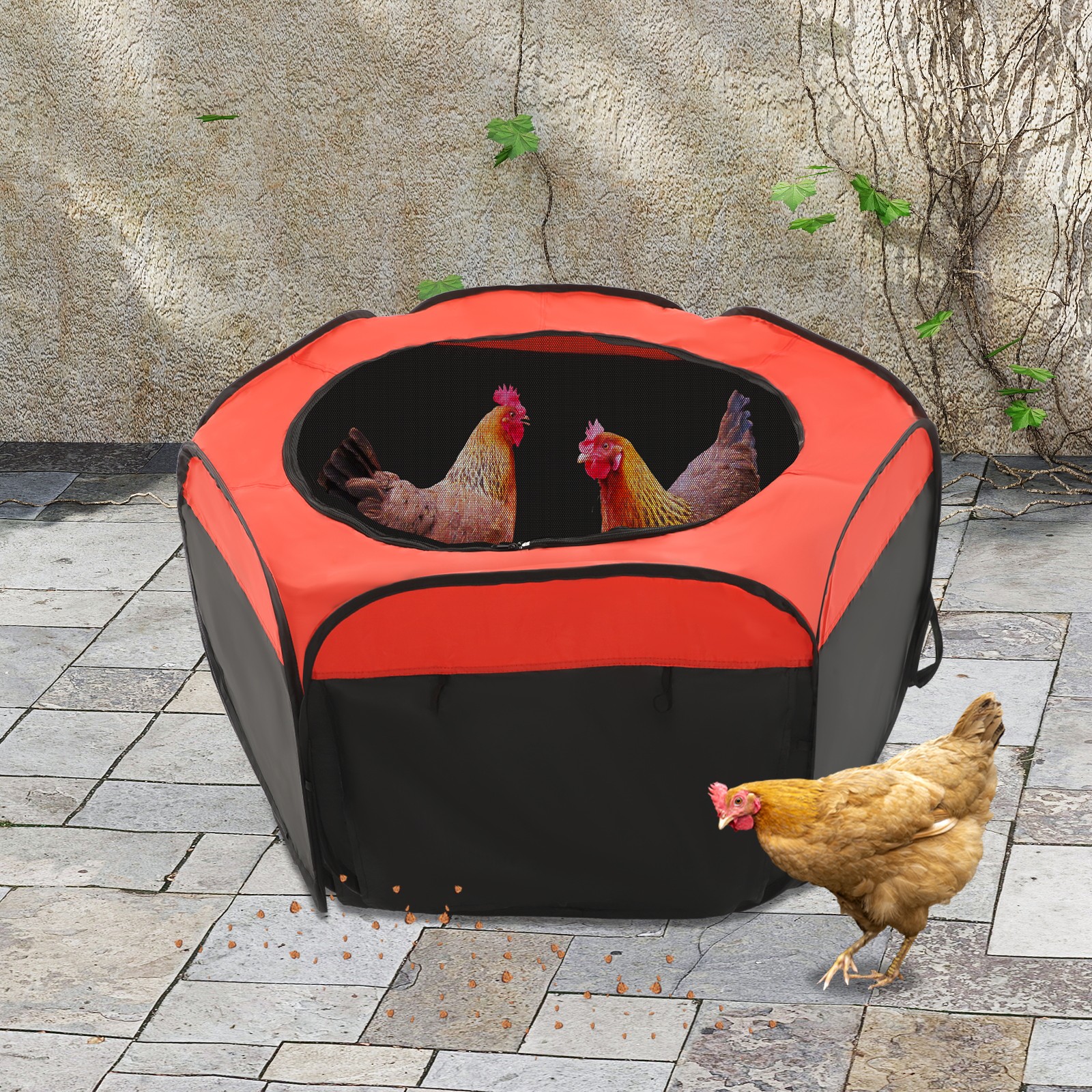 Foldable Brooder Box for Chick,25-Chick Fence Portable Playpen Cage with Pad