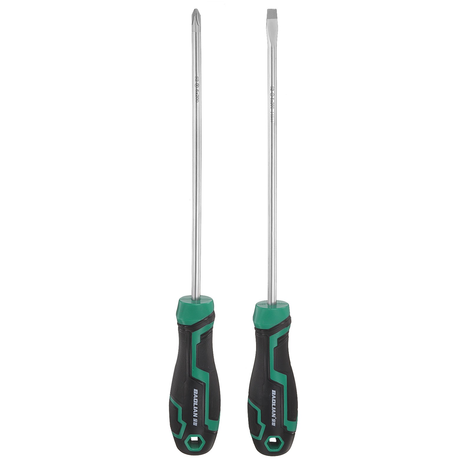 2pcs PH2+SL6 Screwdriver Set 12.2" Magnetic Phillips and Slotted Screwdrivers