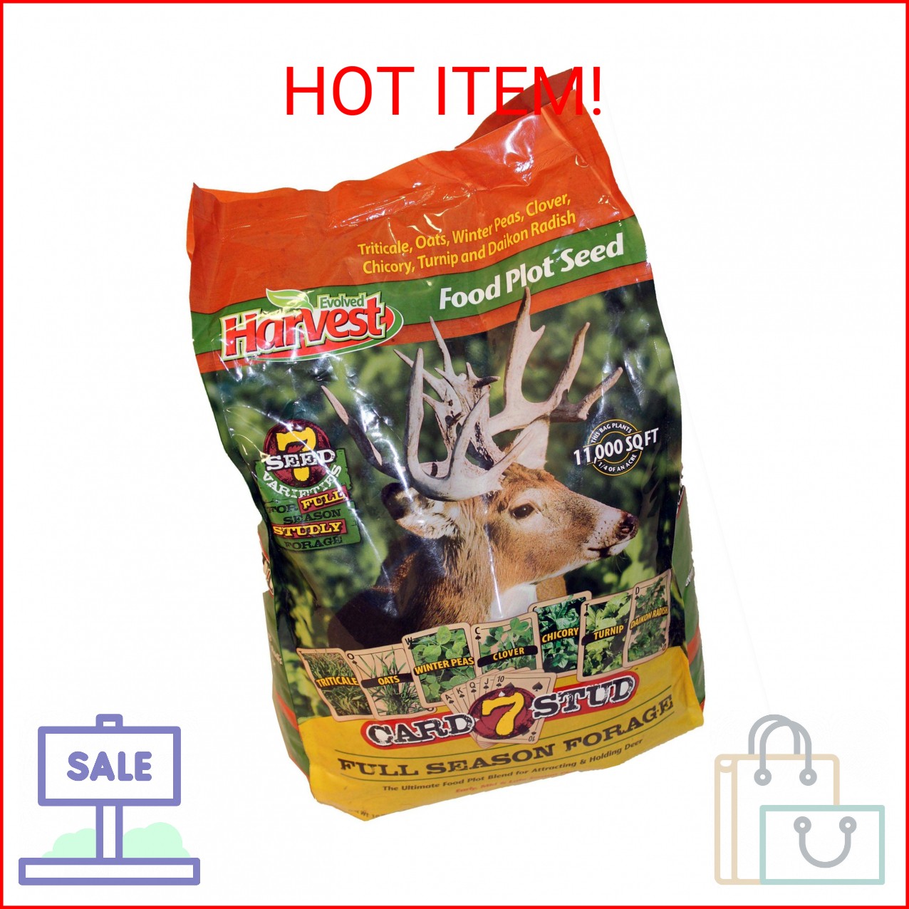 EVOLVED HARVEST 7 Card Stud Adaptive Food Plot Seed - Full Season High-Protein &