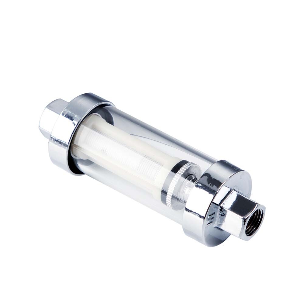 2PCS Universal 1/4" 5/16" 3/8" Chrome Glass Reusable Washable Inline Fuel Filter