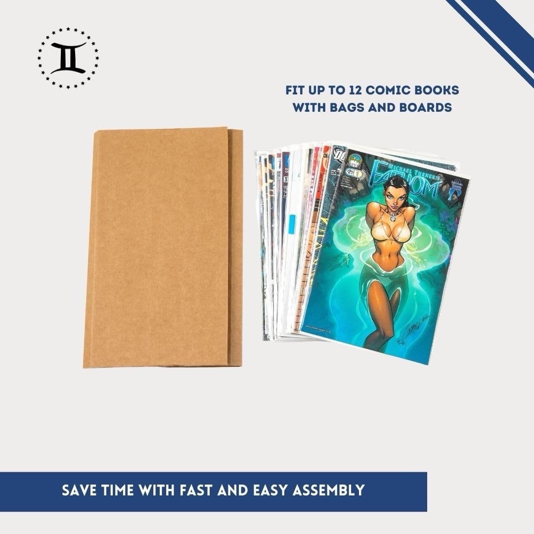 Gemini Comic Book Mailers | 10.75X7.5X1 Inch - Pack of 25 | Easy Fold, Stay Flat