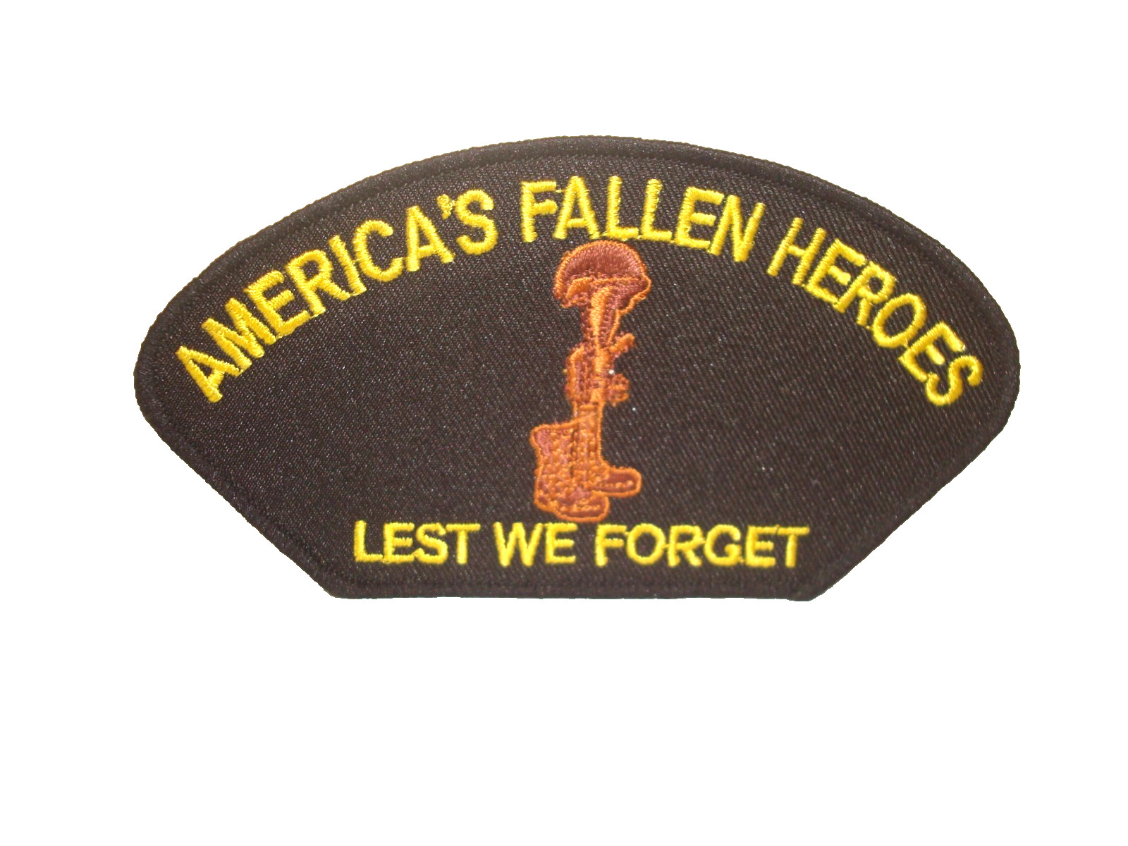 AMERICA'S FALLEN HEROES LEST WE FORGET IRON ON HAT  PATCH