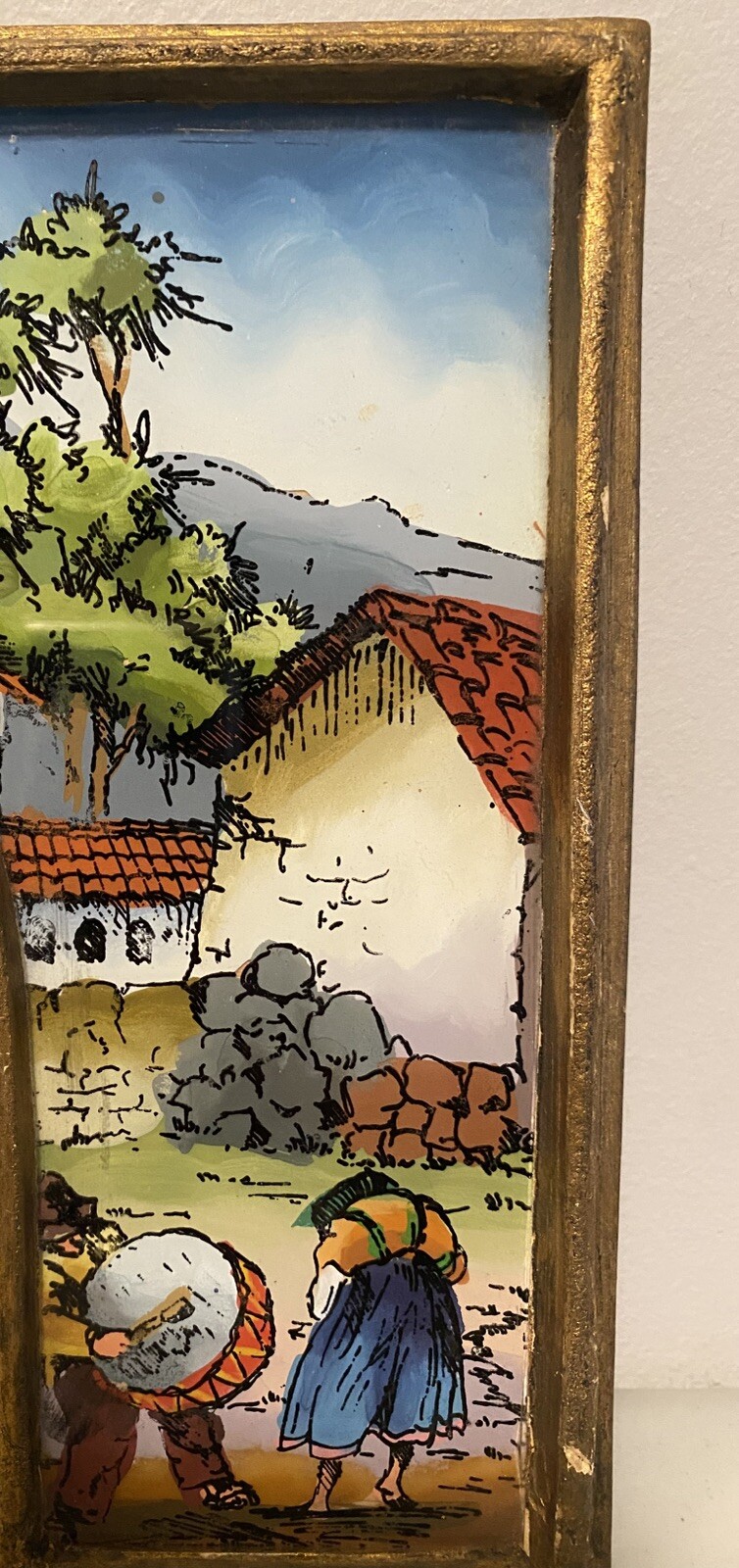 Vintage Peruvian Hand Painted Mirror