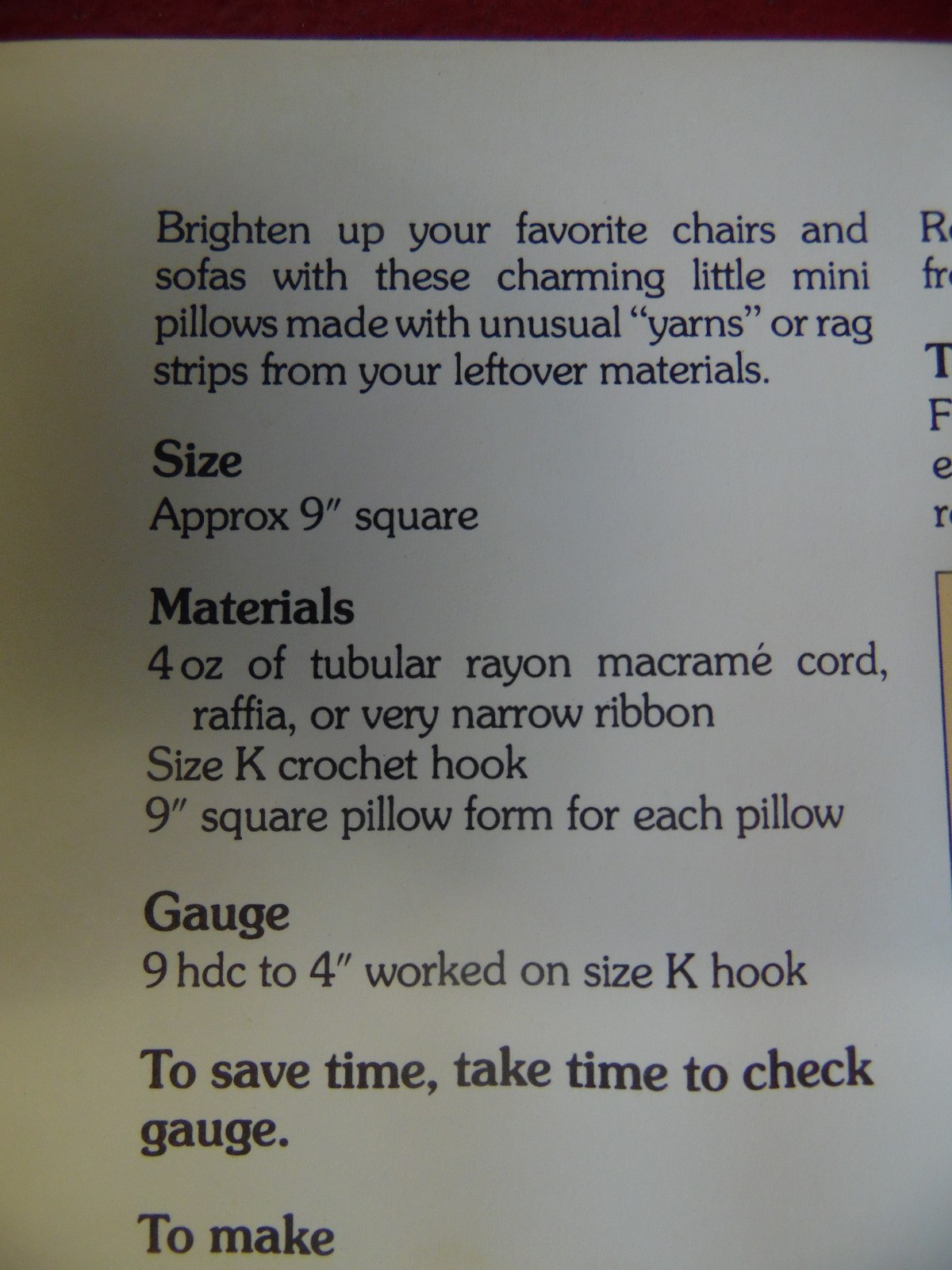 Mini Pillows crochet PATTERN INSTRUCTIONS FREE SHIPPING