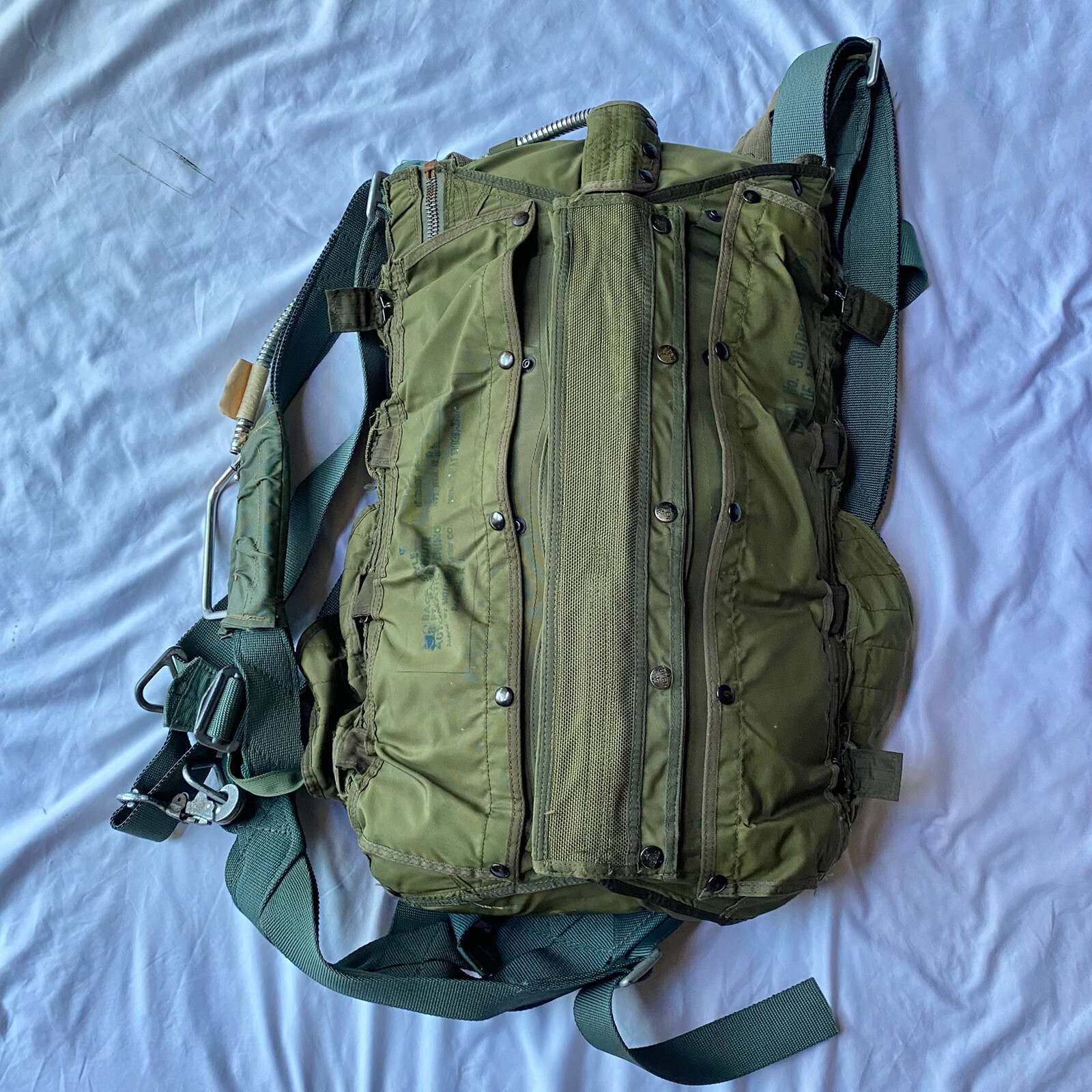 Original Korean Vietnam War Main Parachute Complete w/ Harness Dated 1950