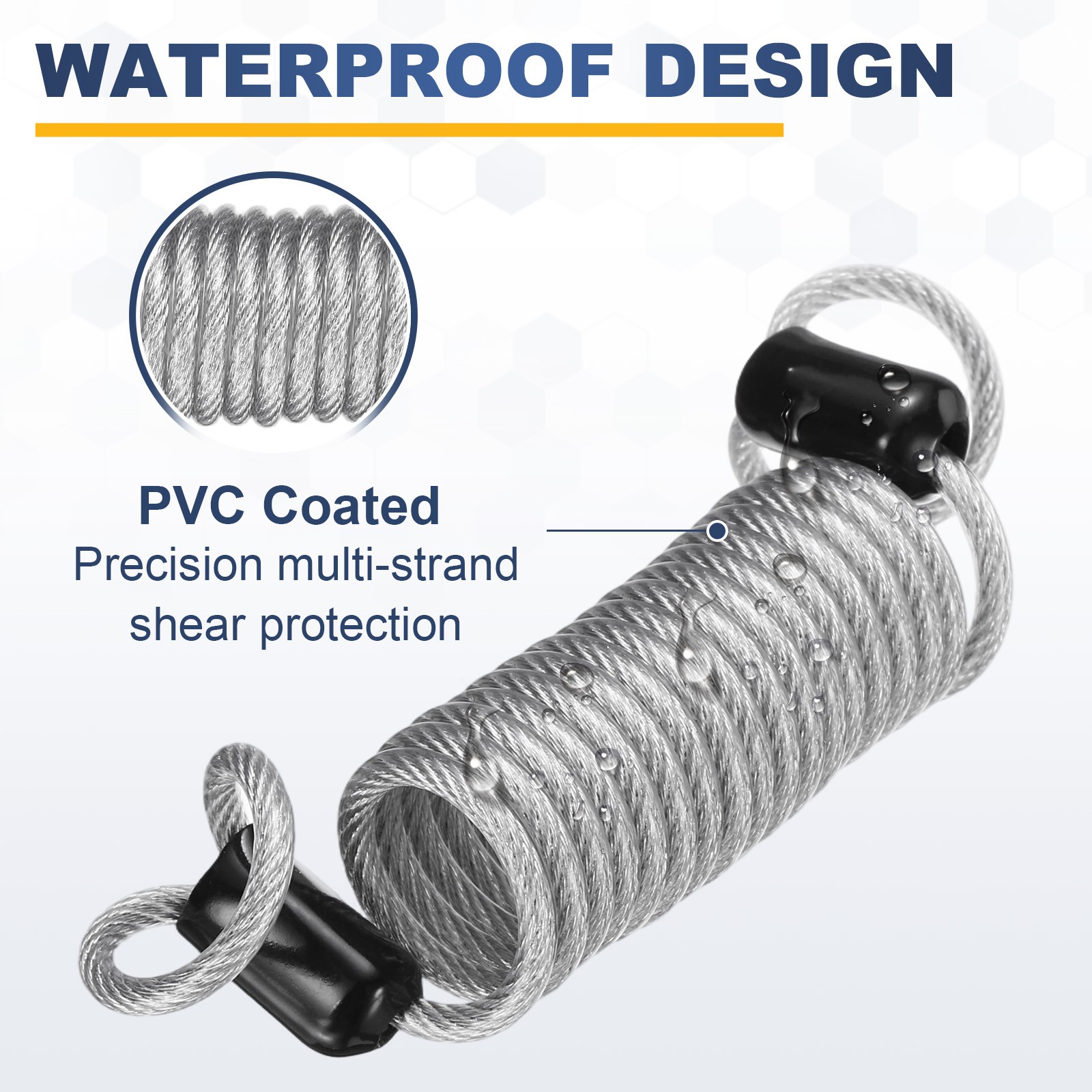 3.3Ft Security Cable Lock Steel Safety Cable with 3.8" Combination Lock Silver