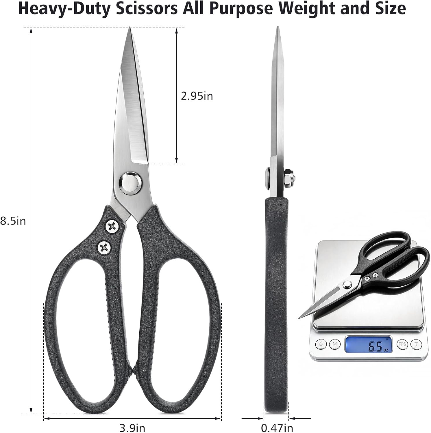 8.5-Inch Scissors All Purpose Heavy Duty Scissors Stainless Steel Sharp Scissors