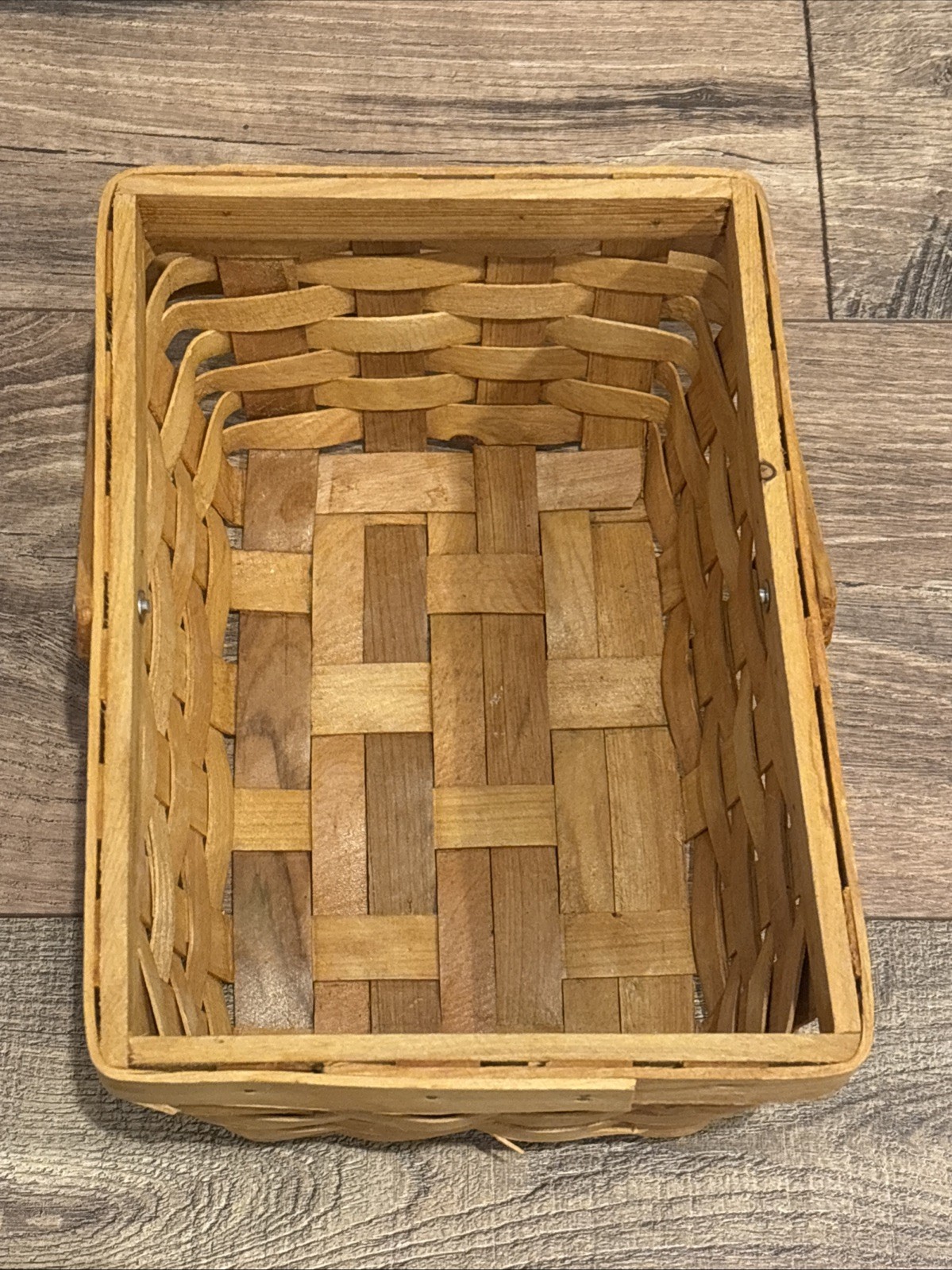 Rustic Home Decor Rectangular Handwoven 7" X 9” Medium Wood Basket