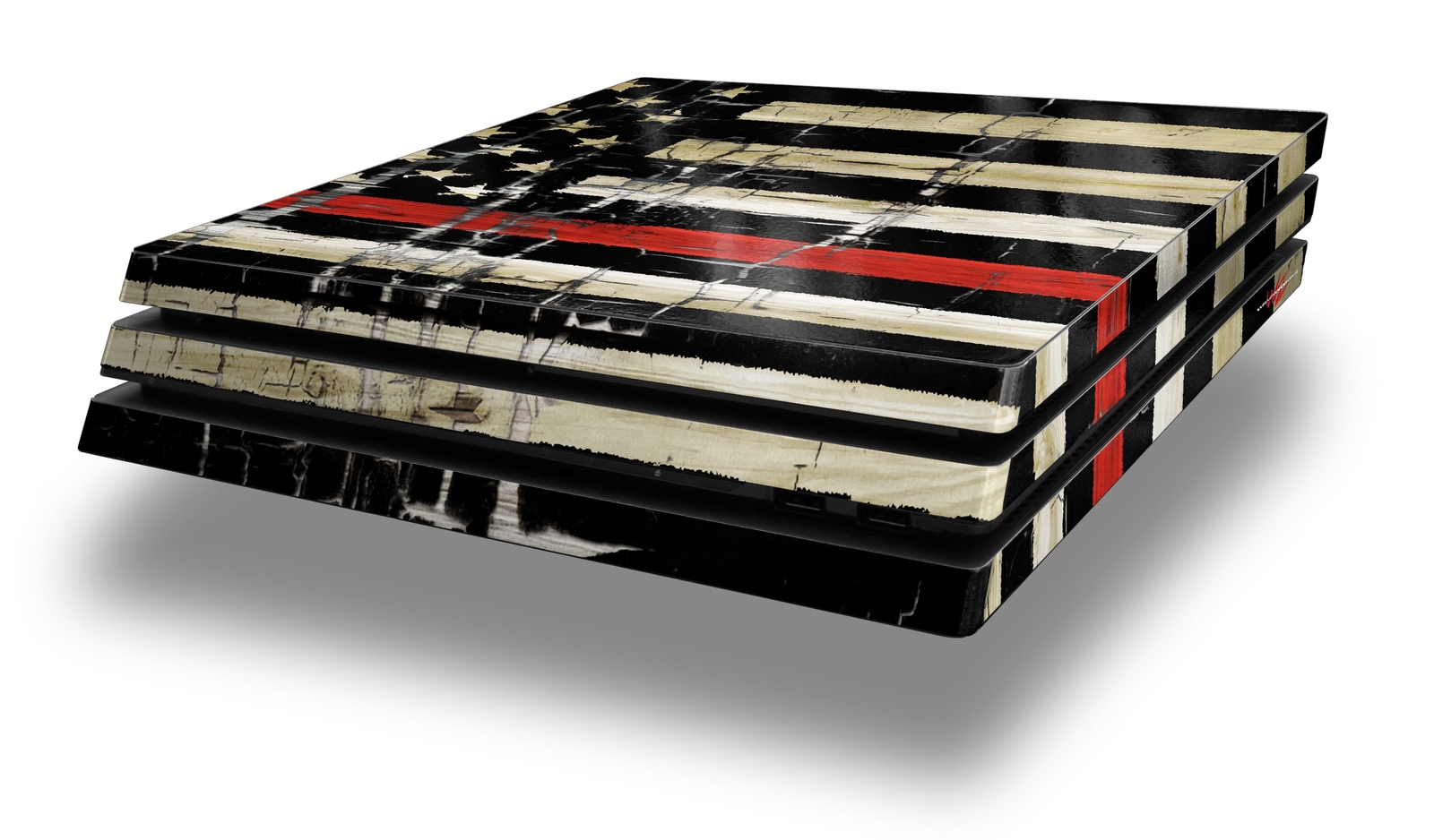 Skin for PS4 Pro Cracked Red Line USA American Flag Playstation 4 Console