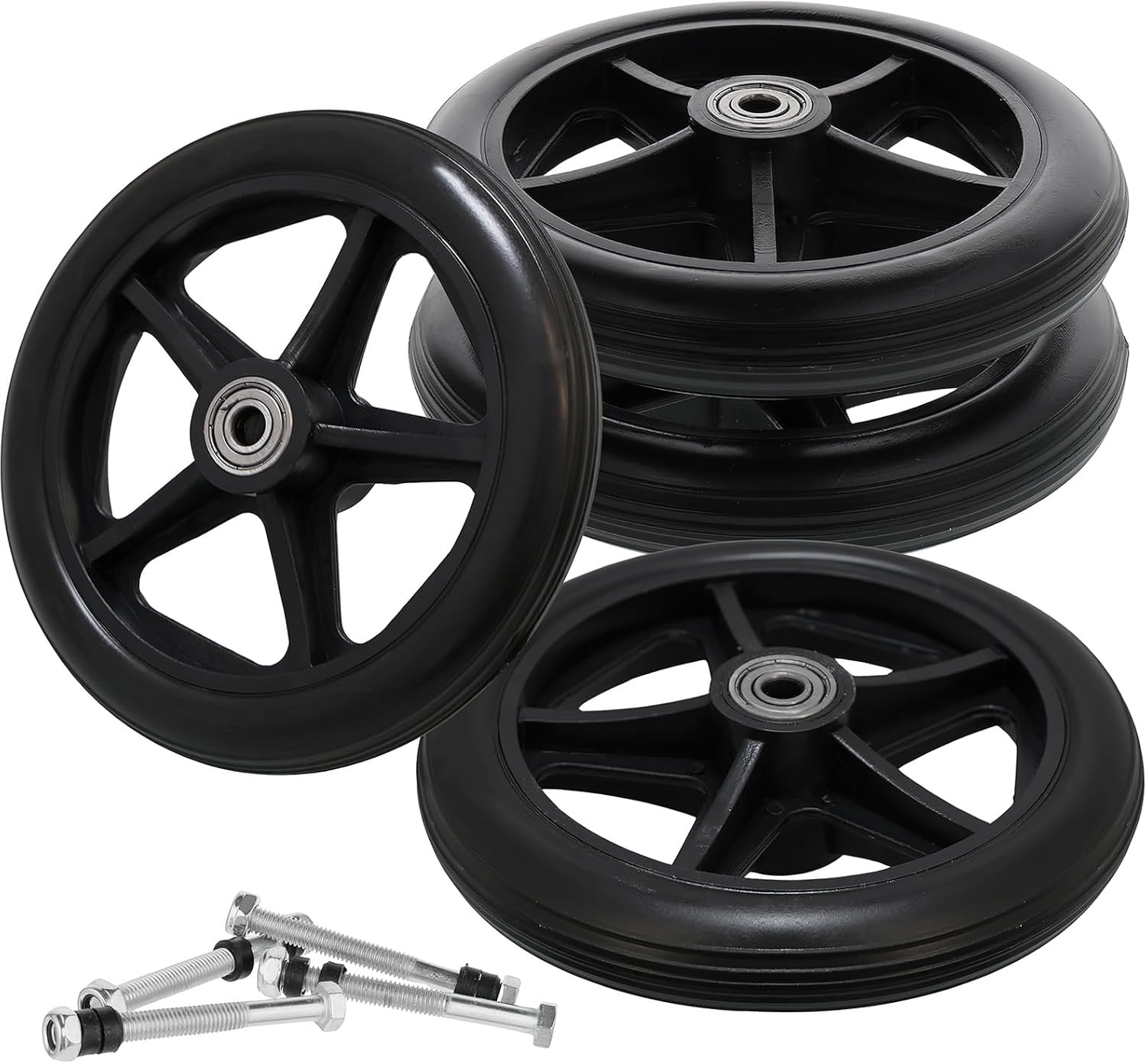 4PCS Rubber Wheel Replacement, 6 Inch Wheelchair Wheels for Walkers,Rubber Wheel