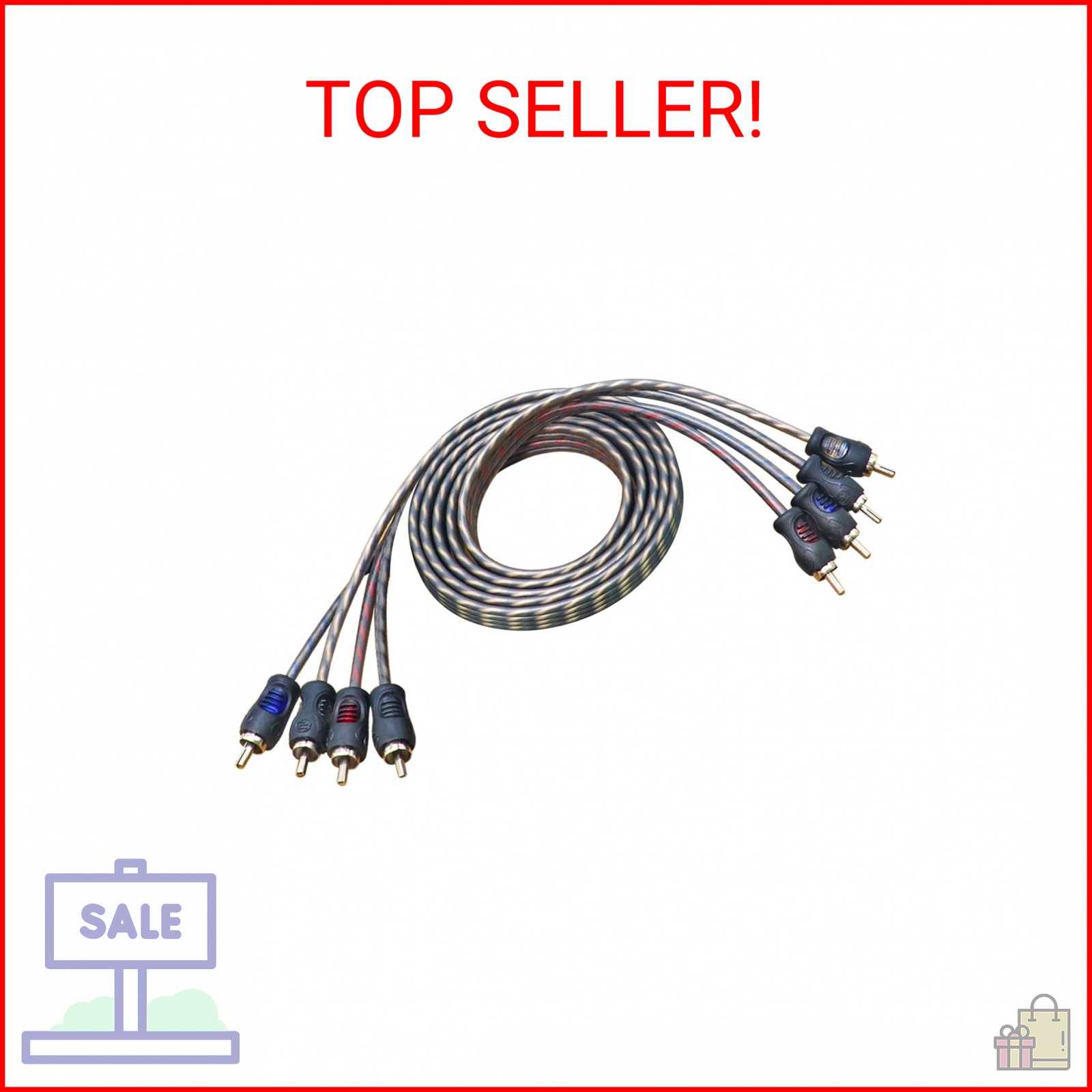 RECOIL RCI46 100% Oxygen Free Copper 4-Channel RCA Audio Cable, Twisted Pair wit