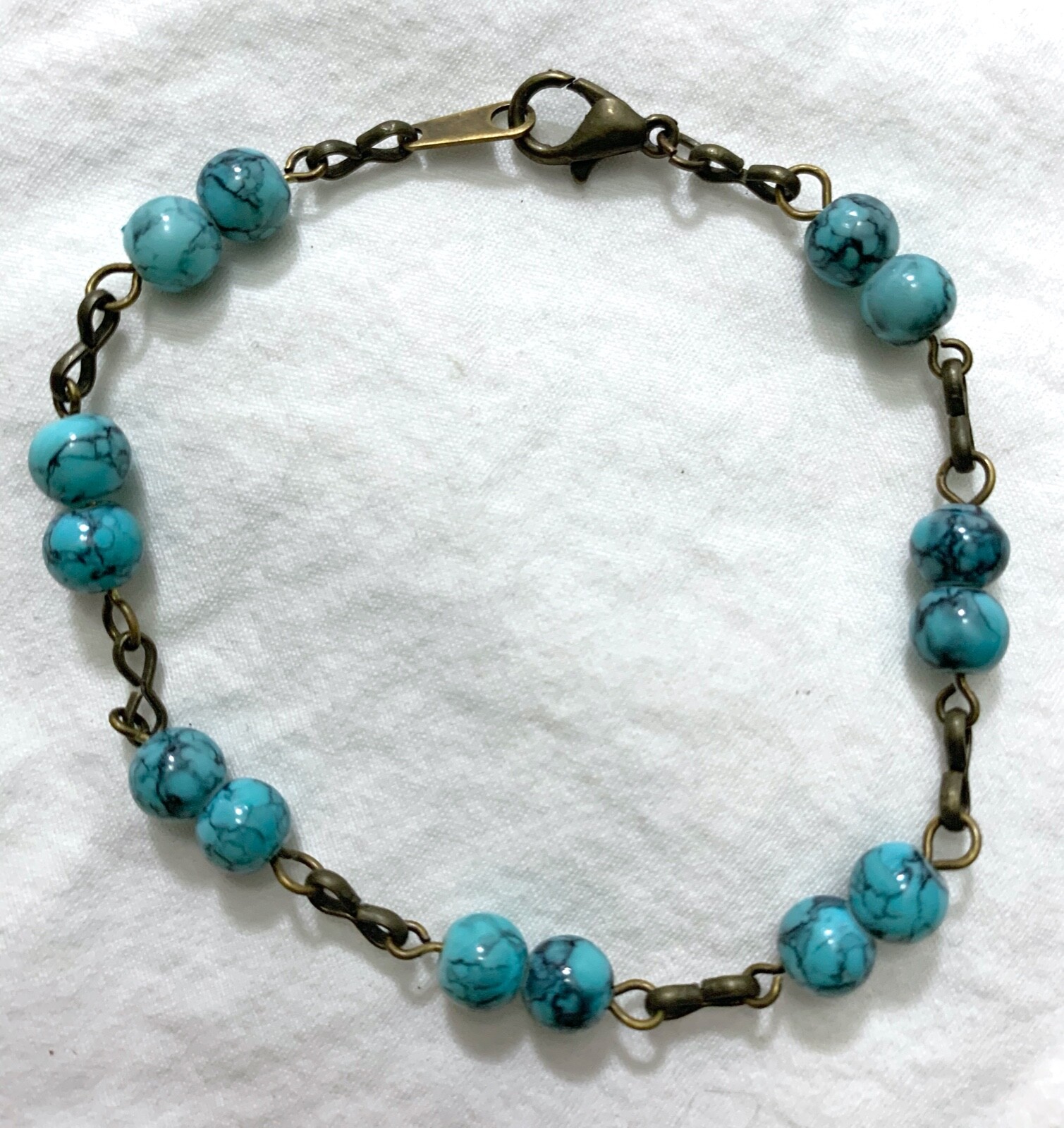 買 OldeCastleArts 7-1/2" Faux Turquoise Glass Link Handmade Boho Bracelet