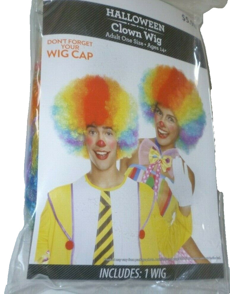 Men's Clown Wig One Size 14 + with free Wig Cap New