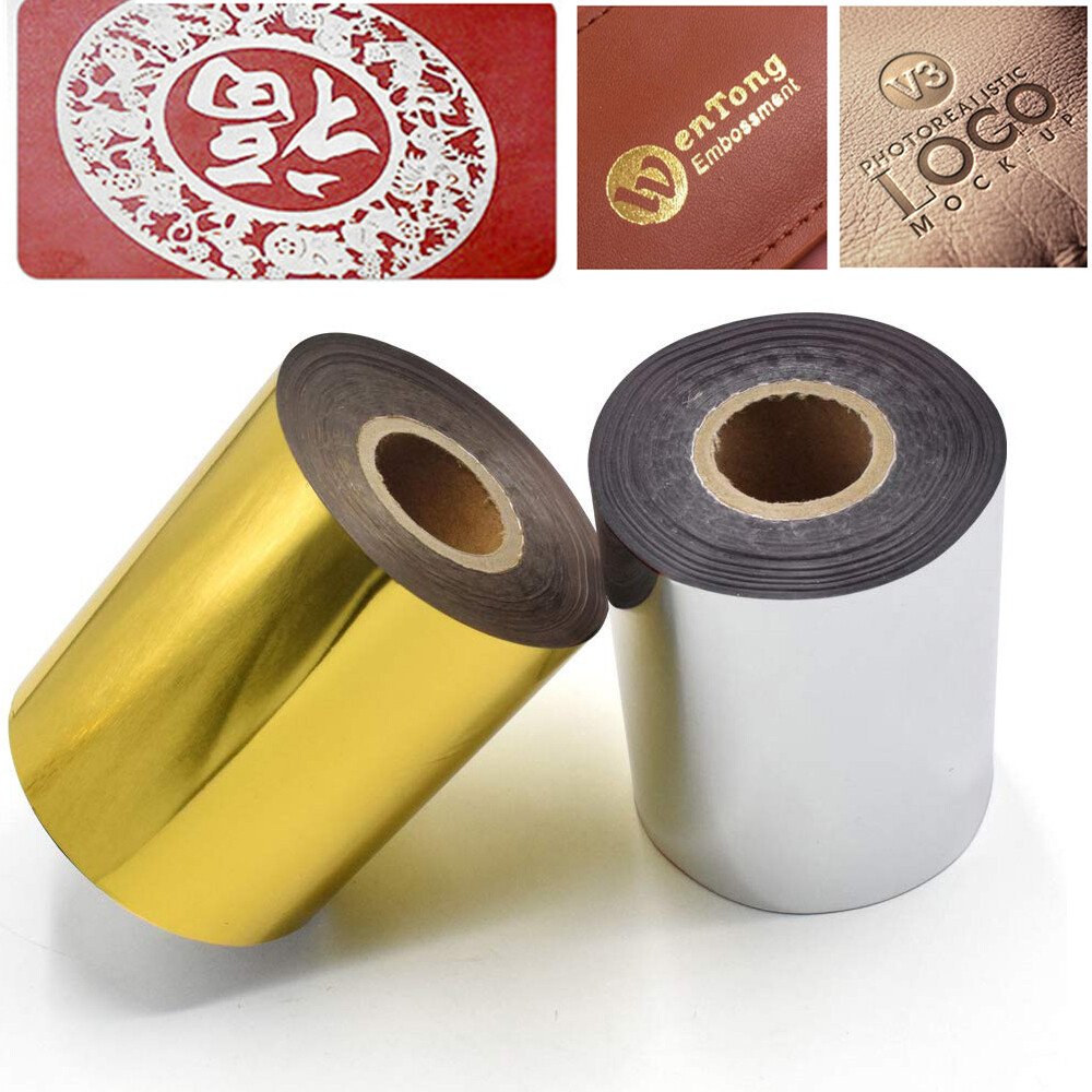 2 Roll 400FT Hot Foil Stamping Paper Gold+Silver Heat Transfer Leather Embossing
