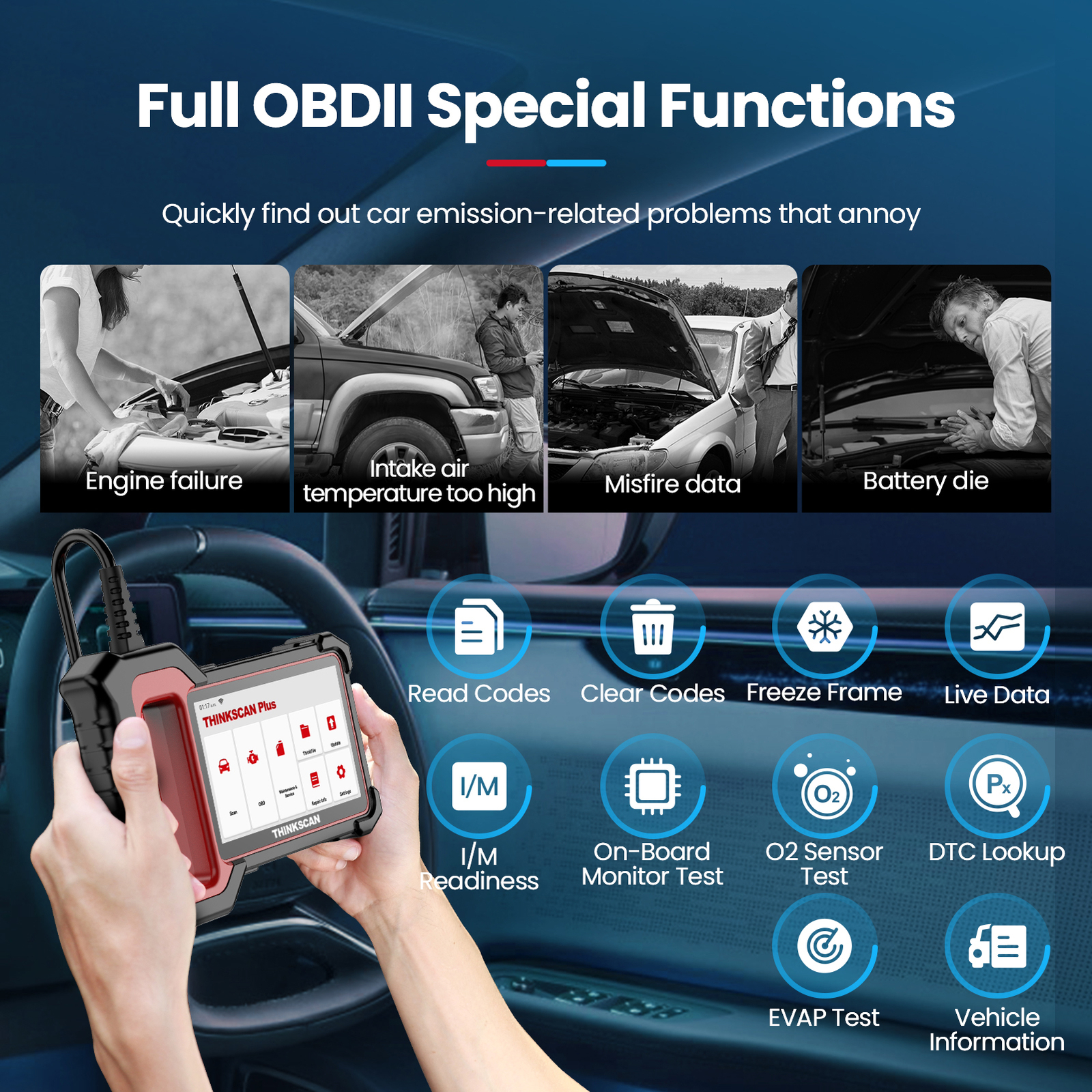 THINKSCNAPLUS S4 Car OBD2 Scanner Code Reader Engine ABS SRS TCM Diagnostic Tool