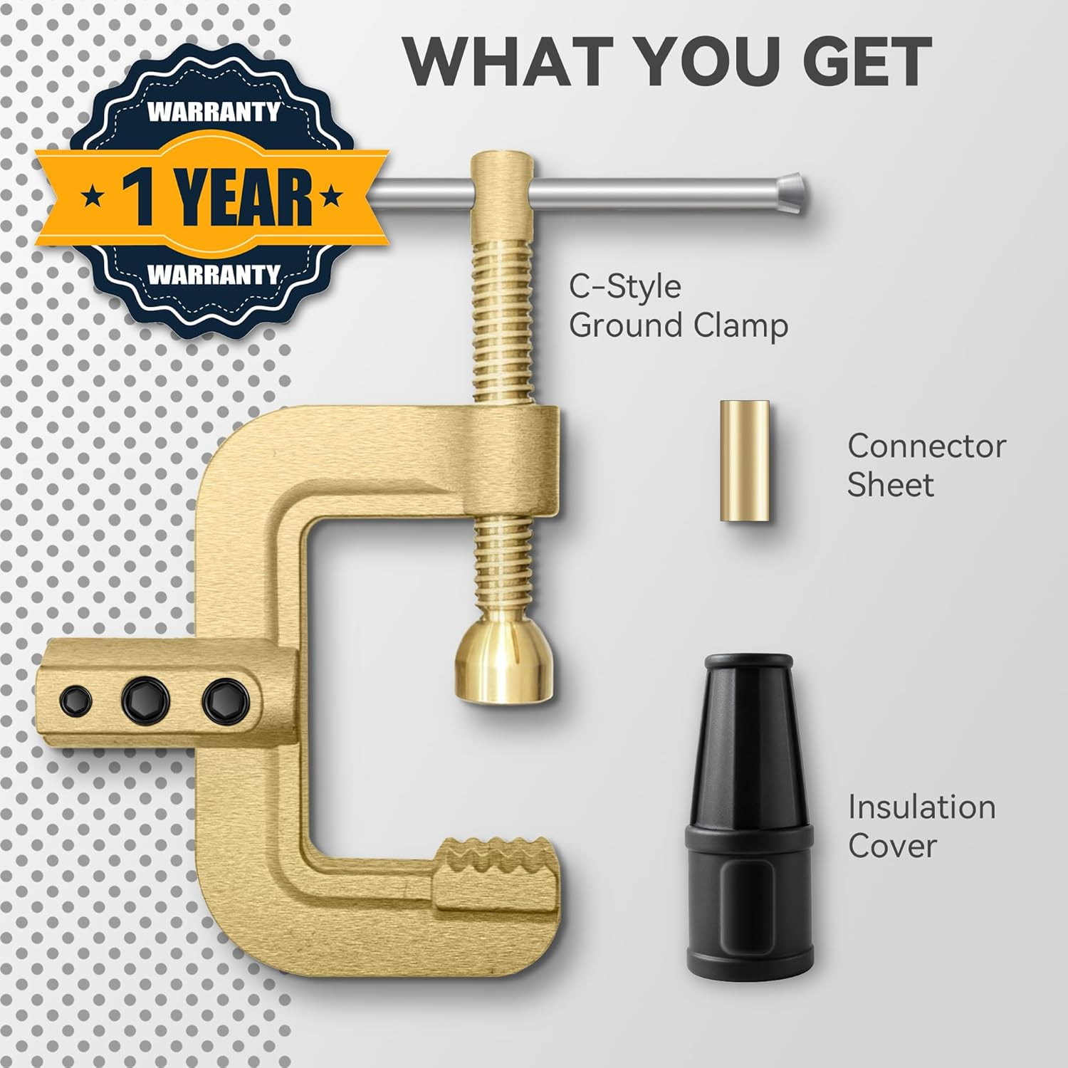 Welding Ground Clamp, Solid Brass Heavy Duty Screw-Lock C-Style Earth Clamp, 400