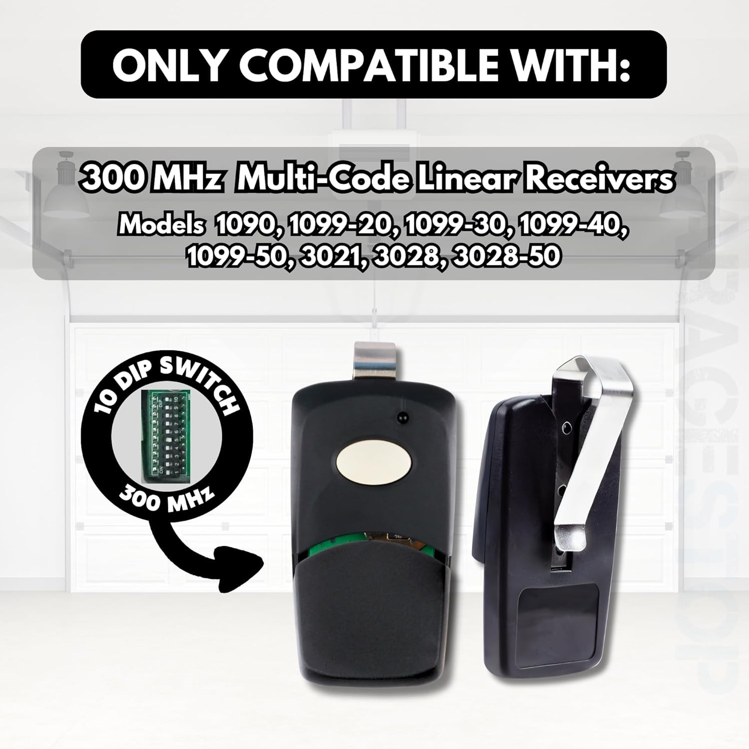 2X Garage Door Opener Remote for Linear Multi-Code 3089 308911 MCS308911, 10 Dip