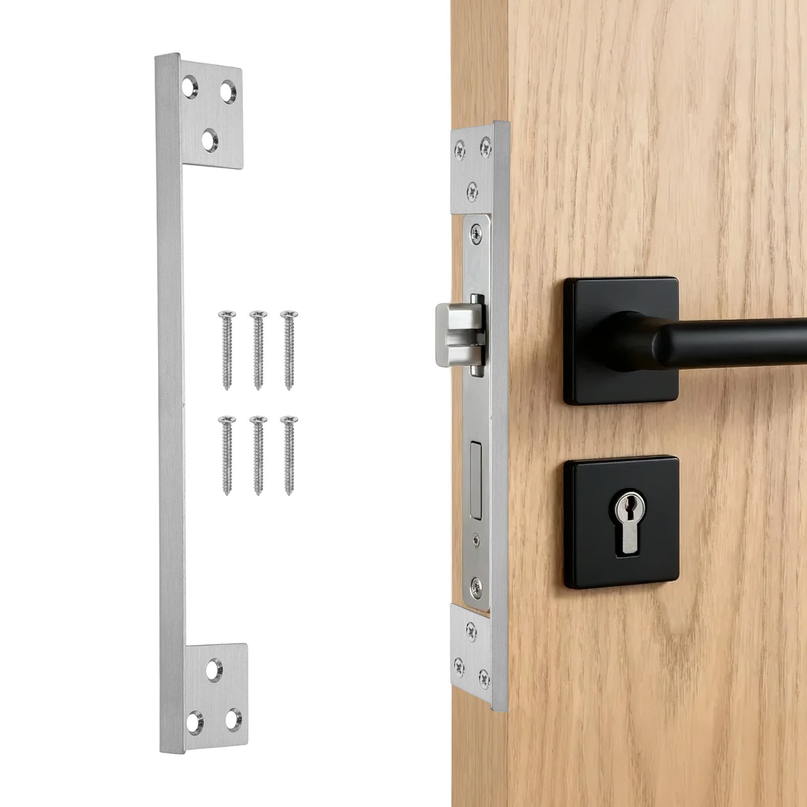 Security Shield for Door Lock, 7" Door Lock Protection, Silver