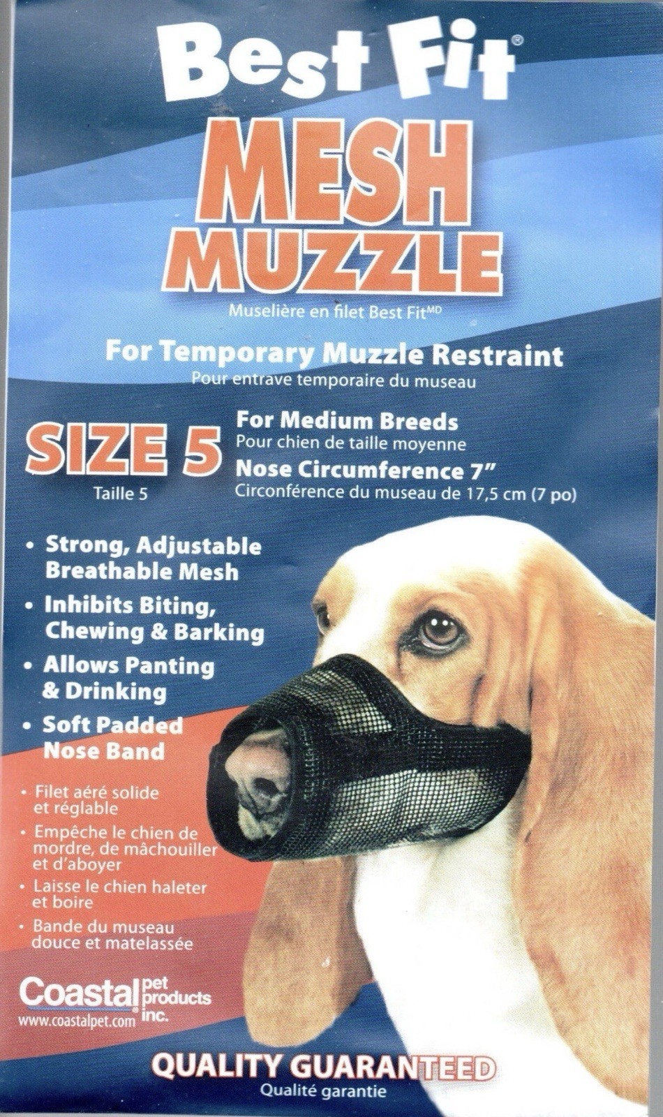 Coastal Mesh Muzzle Dog Size 5 Easy to Put on Best Fit Soft Grooming