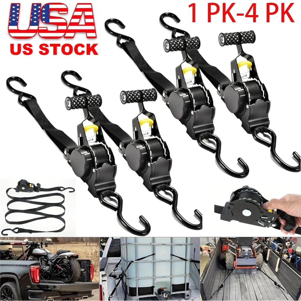 Retractable Ratchet Straps Heavy Duty Auto Self Retracting Tie Down Straps 130in