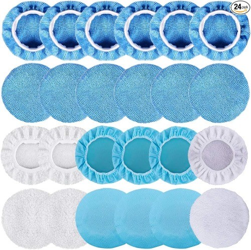 24 Packs Car Polisher Pad Bonnets 5 to 6 Inch Polishing Bonnet with 12 Packs Mic