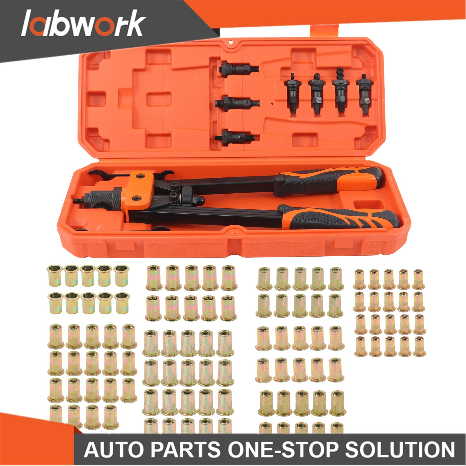 Labwork 14" Tool with 7 Metric & SAE Mandrels 70Pcs Rivnuts Assortment Kit