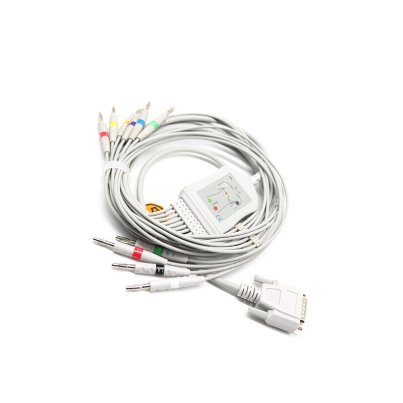 15pin Fit For Schiller Cardioline Ar600/Ar1200 10-lead ECG/EKG Cable one-piece