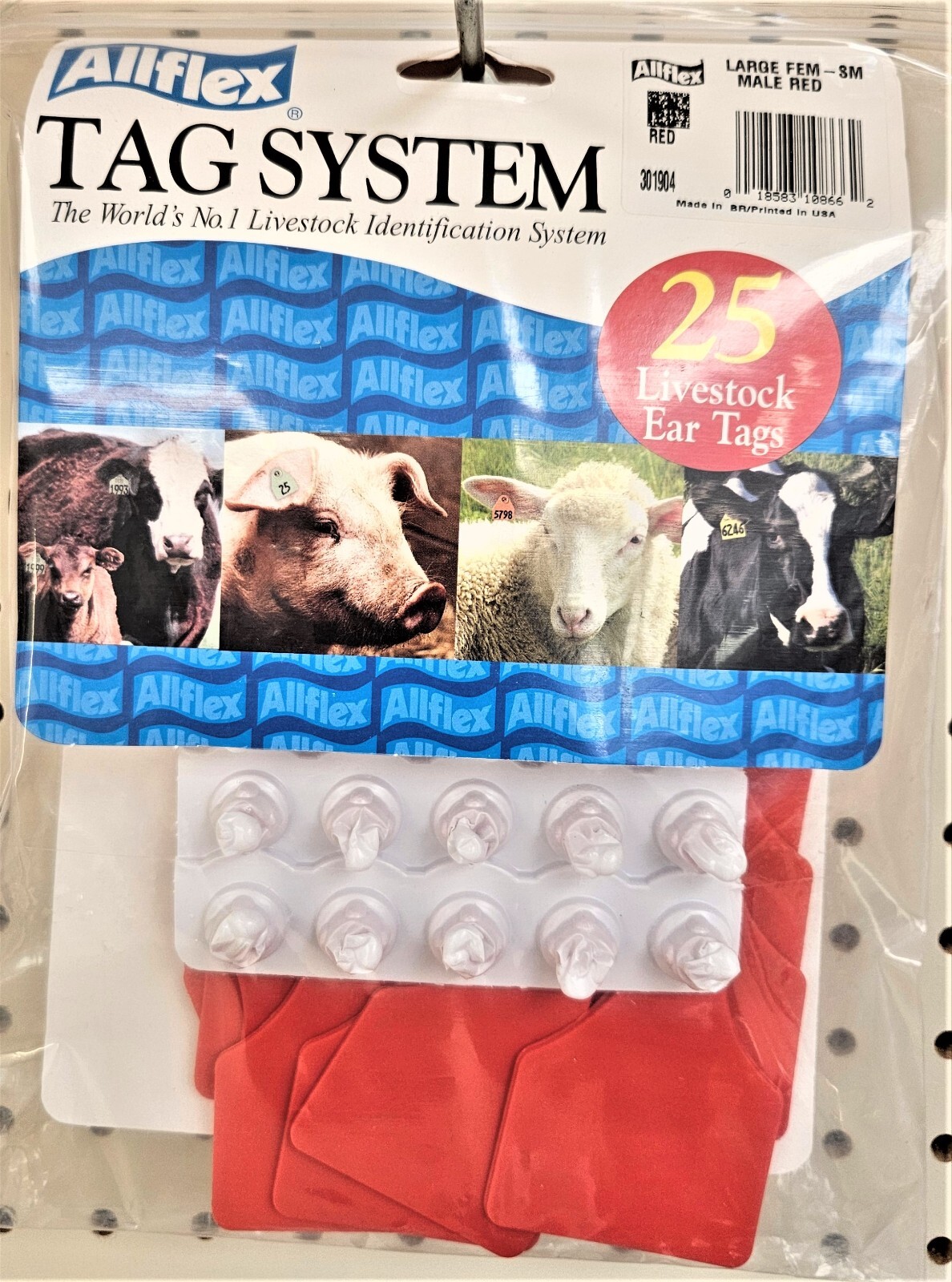 Allflex Global Large Blank Calf Ear Tags 25ct Red