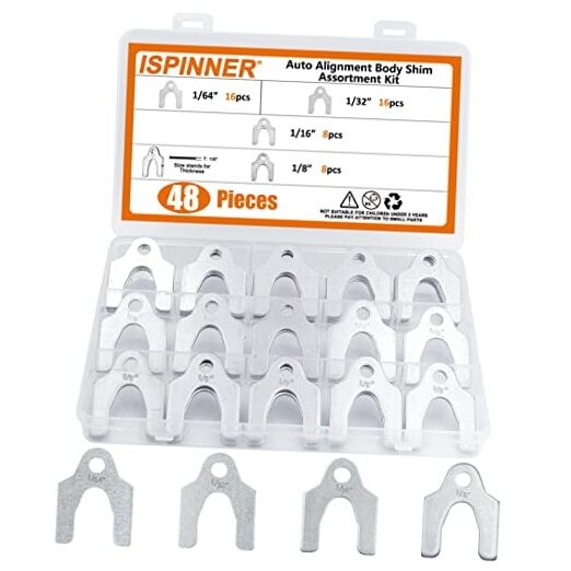 48pcs Auto Alignment Body Shim Assortment Kit, 1/64" 1/32" 1/16" 1/8"