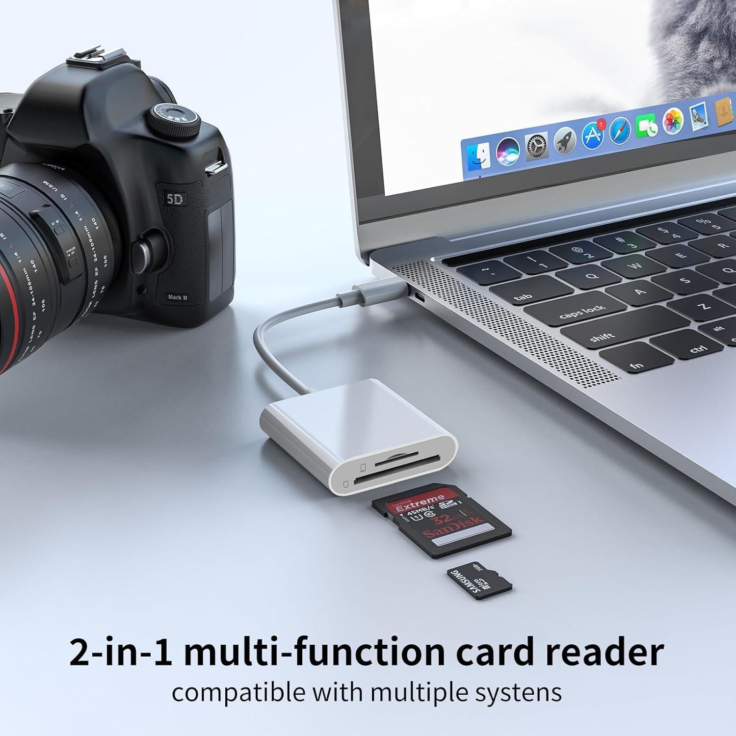 USB C Sd Card Reader for Iphone 15 16/ipad/macbook/mac,type C Memory Trail Camer