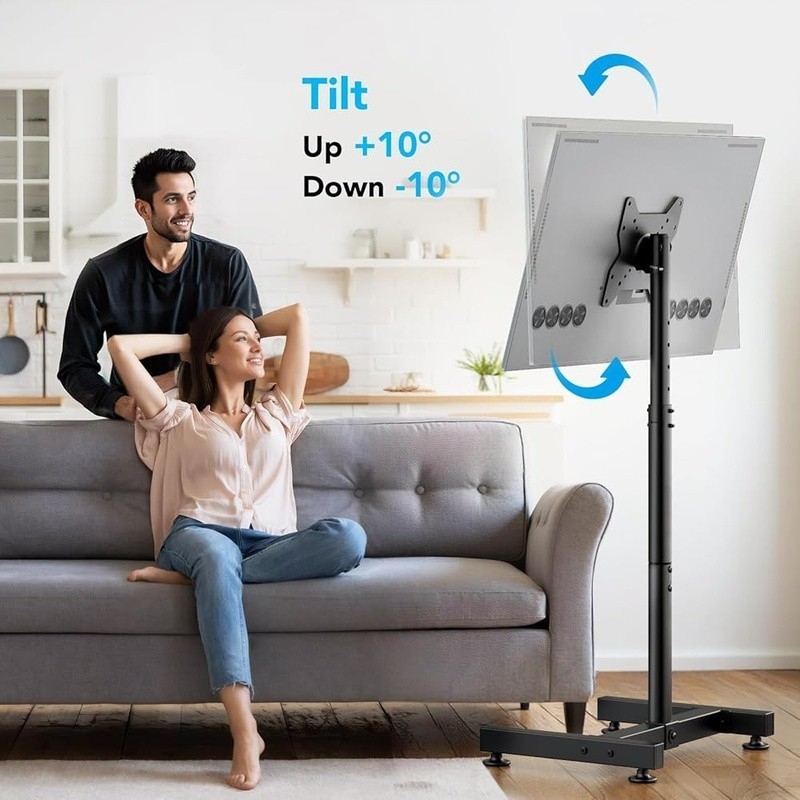 Floor Stand for 13-50 inch Screens Holds 77lbs Tilting Height Adjustable Monitor