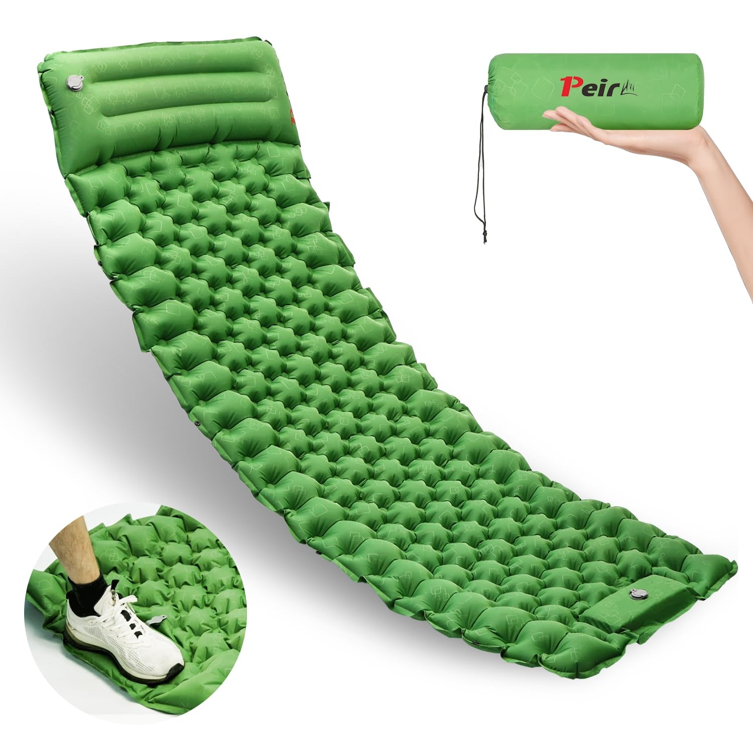 Camping Sleeping Pad, Ultralight Camping Mat with Pillow Built-in Foot Pump I...