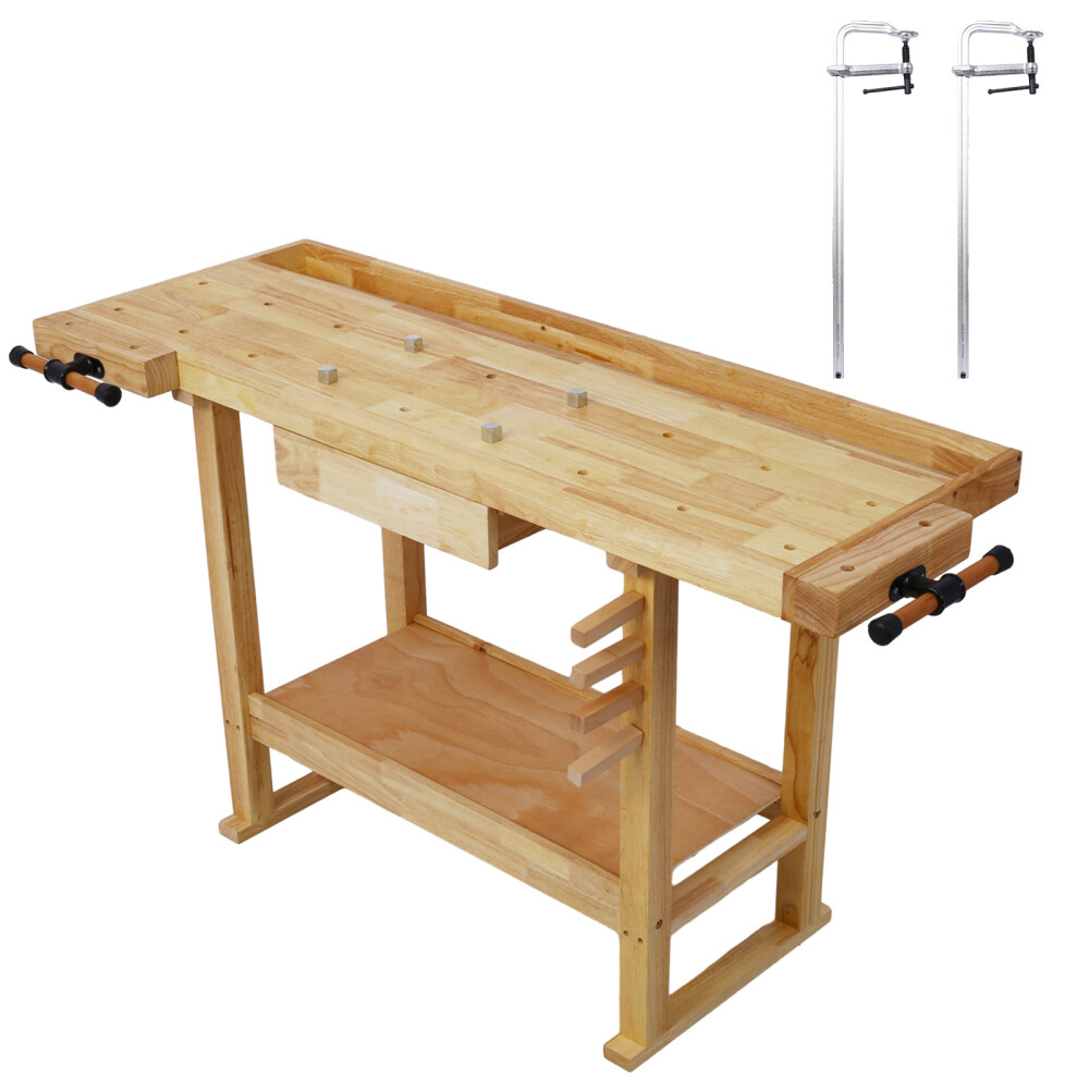 55-Inch Workbench - Wooden Workbench for Garage Workshop and Home