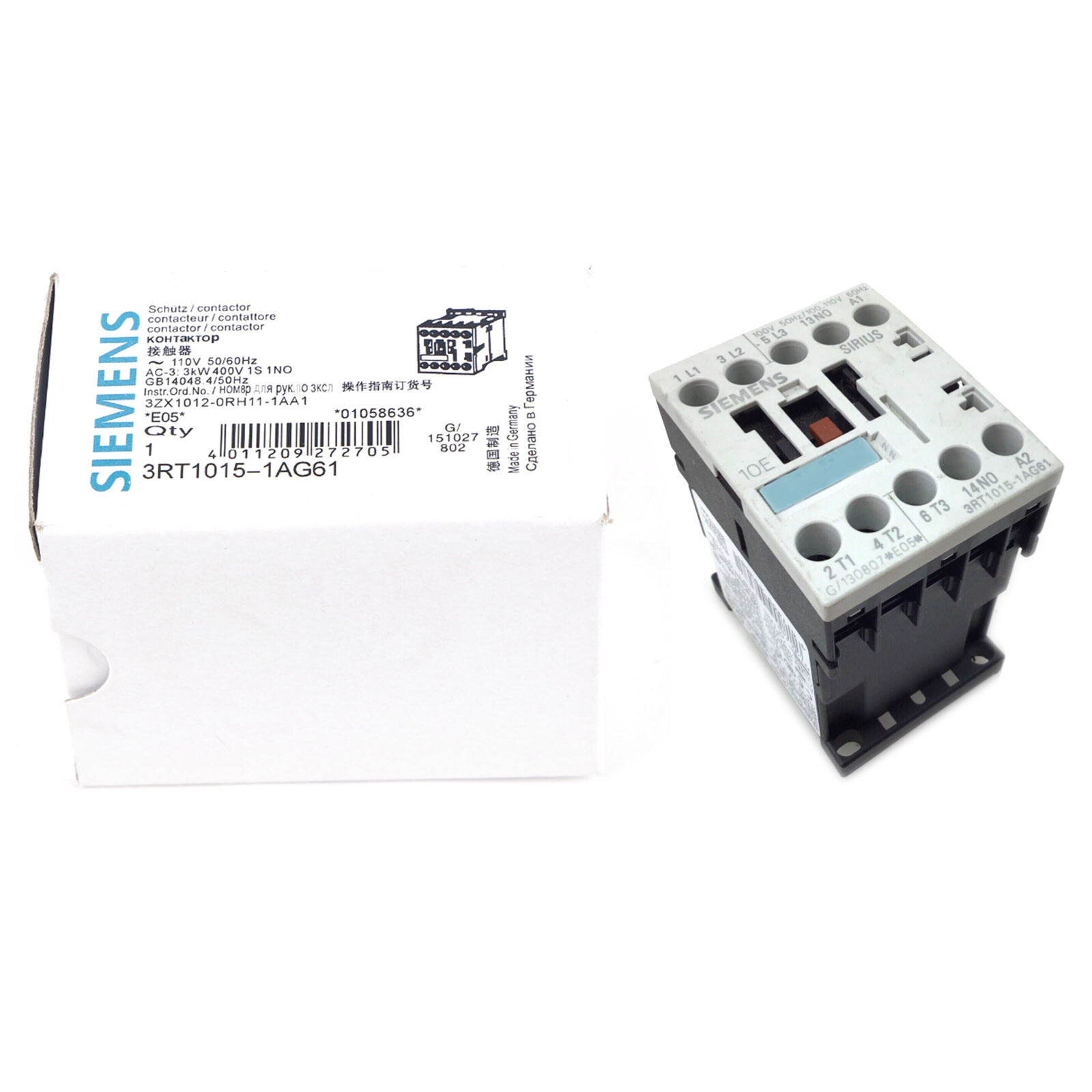 1PC New Siemens 3RT10151AG61 3RT1015-1AG61 AC Contactor AC110V