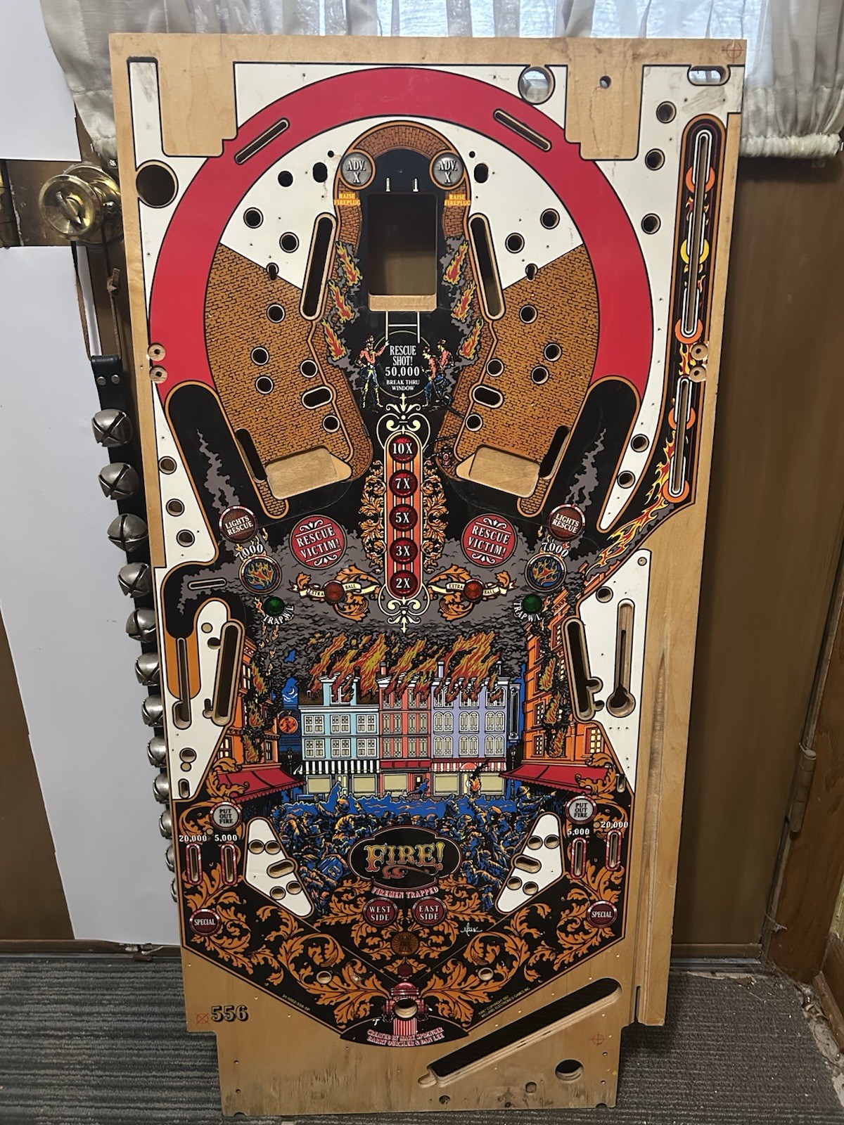 1987 Williams Fire! Pinball Playfield- NOS