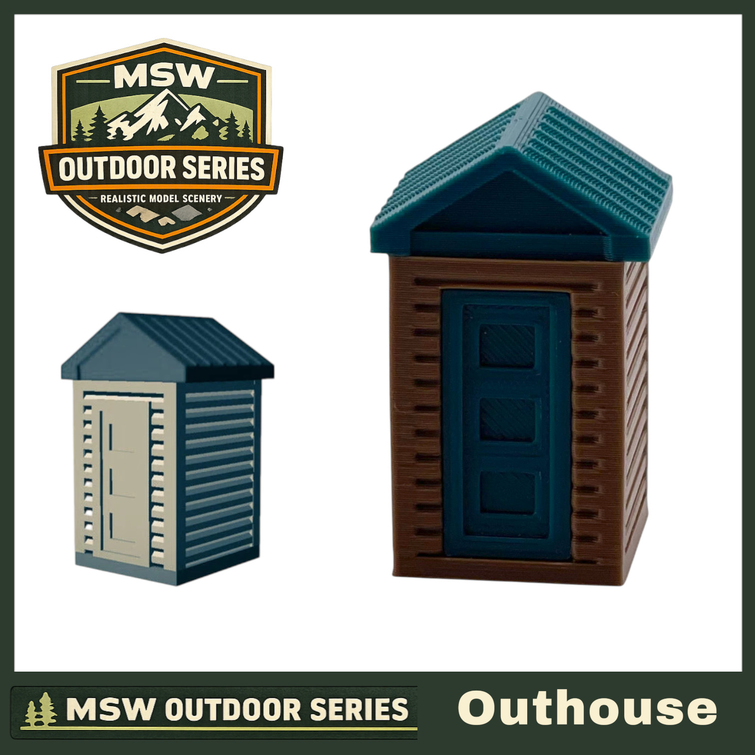 "The Outdoor Series" OUTHOUSE Camping - Modeled in Color - 2pk - Z Scale 1:220