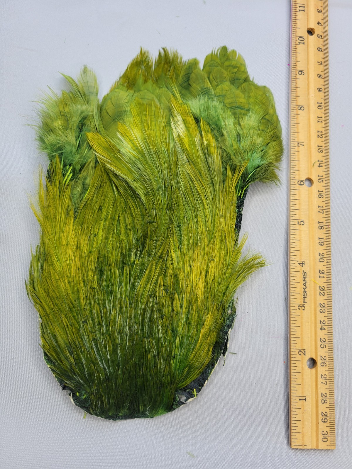 Lot 83,  Top Quality  DARK OLIVE  India Rooster Streamer Neck Cape Feathers