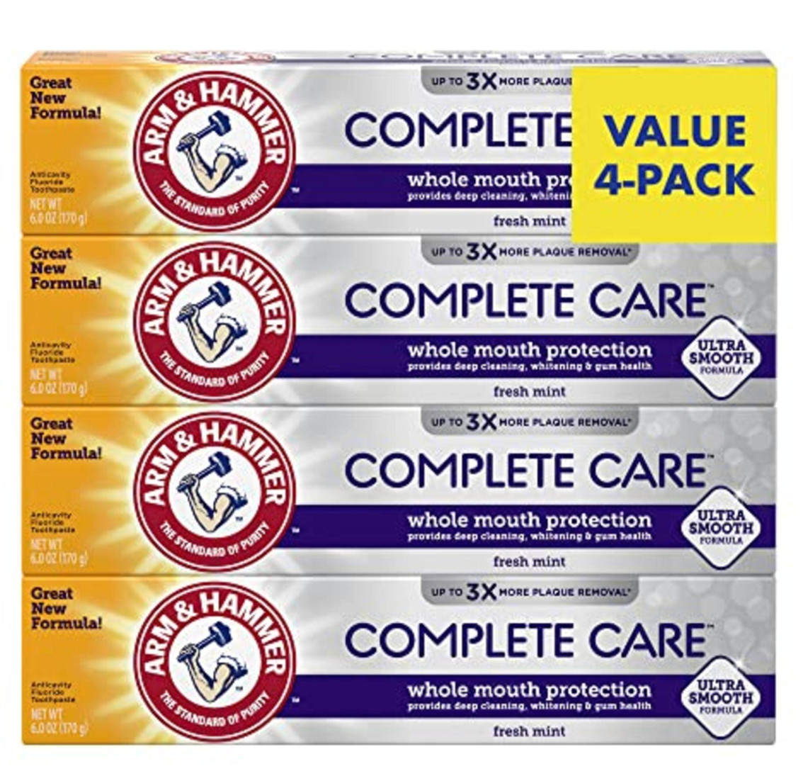 Arm & Hammer Complete Care Toothpaste 4 Pack Whitening Fluoride Fresh Mint 2027