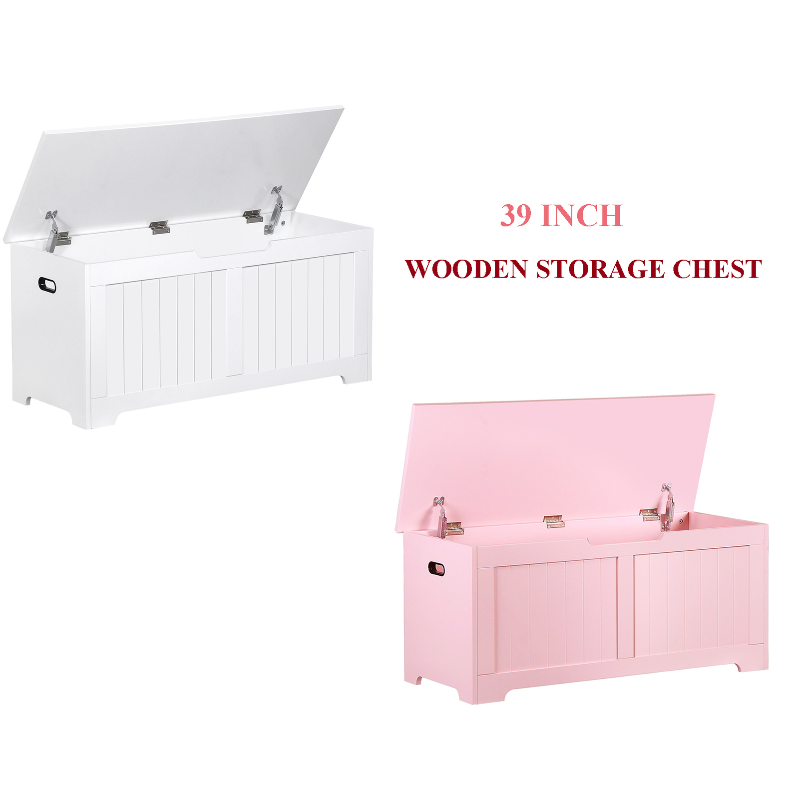 Wooden Toys Box Chest 39" Lift Top Storage Safety Hinged Lid for Bedroom 2 Color