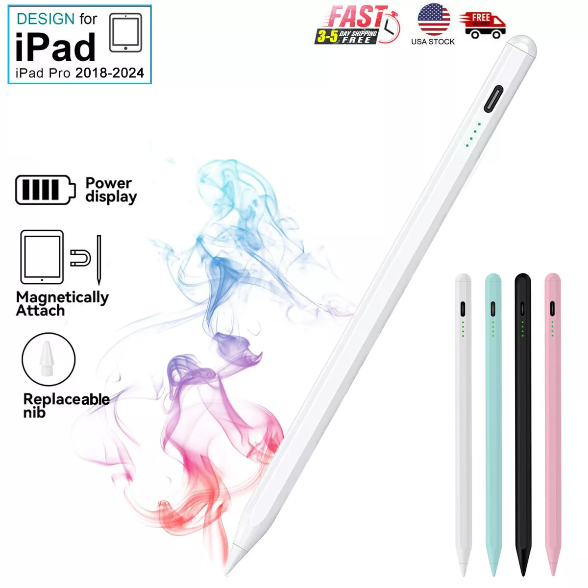 Stylus Pen for Apple iPad 10/9/8/7/6th Gen/Pro 11/12.9''/ Mini 5/6th,Air 5th/4th