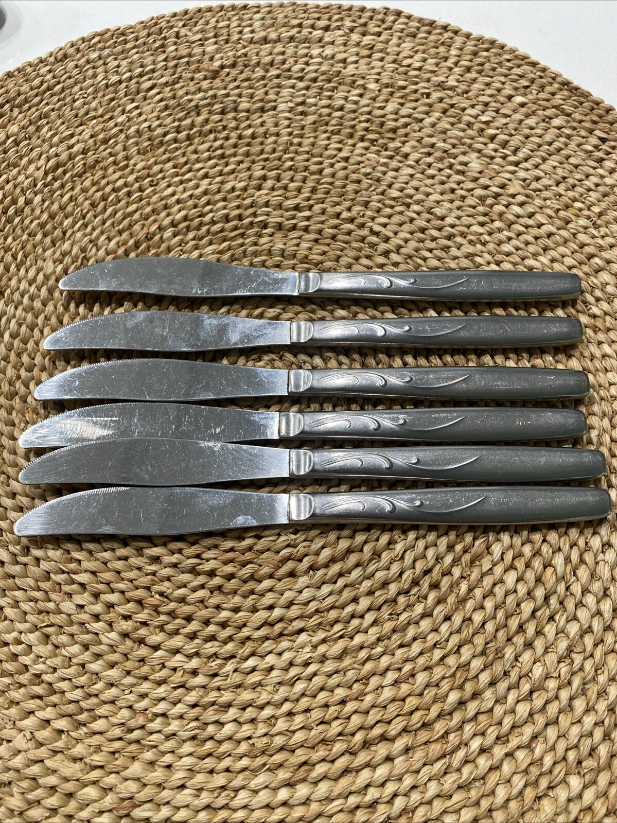 6 ISCO International Silver USA Dinner Knives Flatware