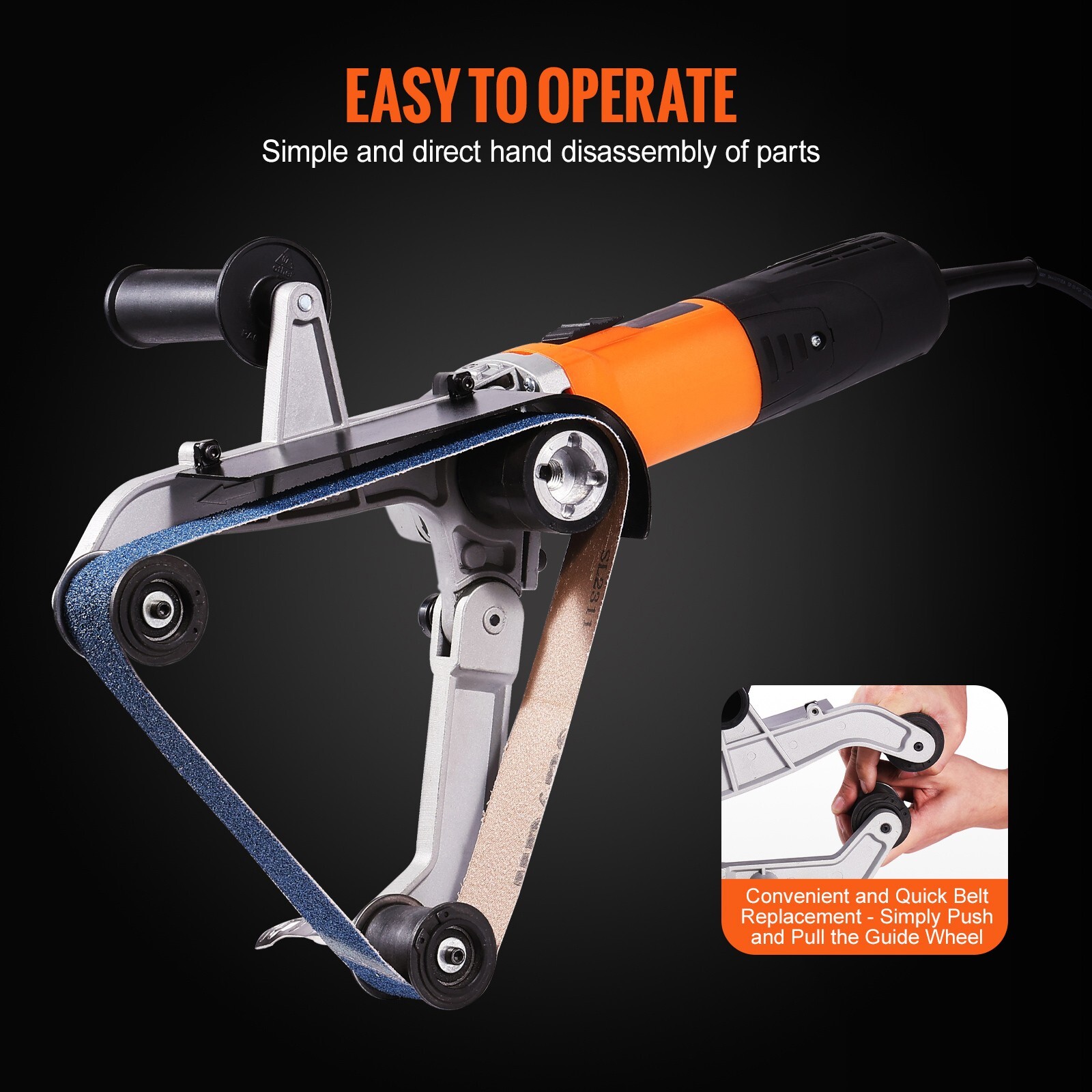 Pipe Tube Polisher Sander 1000W 6 Variable Speeds with 100PCS Sanding Belt