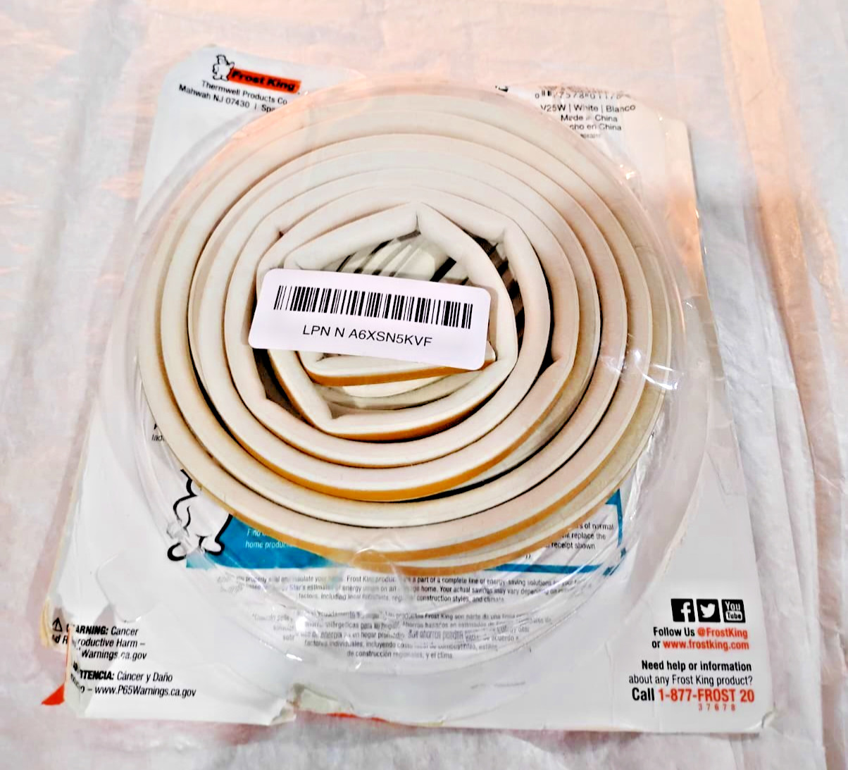 Frost King V25W Premium D-Section Rubber Self-Stick Weatherseal Tape, 5/16"