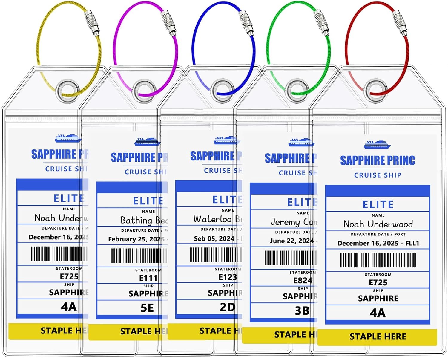 Princess Cruise Ship Luggage Tag Holders, Clear Wide-5Pack